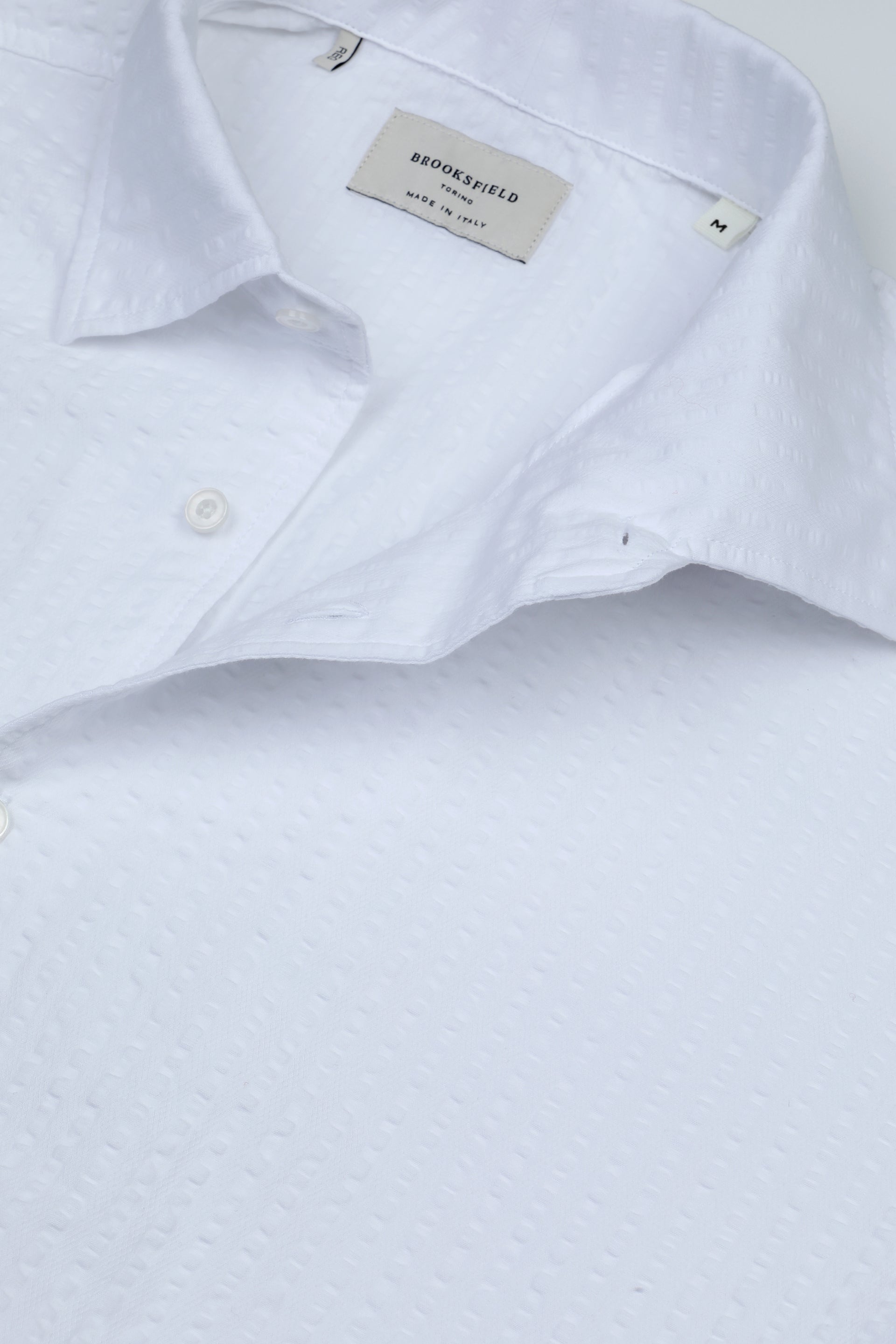 UOMO-CAMICIA (REGULAR FIT) M/L, ONE PIECE COLLAR, LAVATA TESSUTO SEERSUCKER DI COTONE UNITO - White