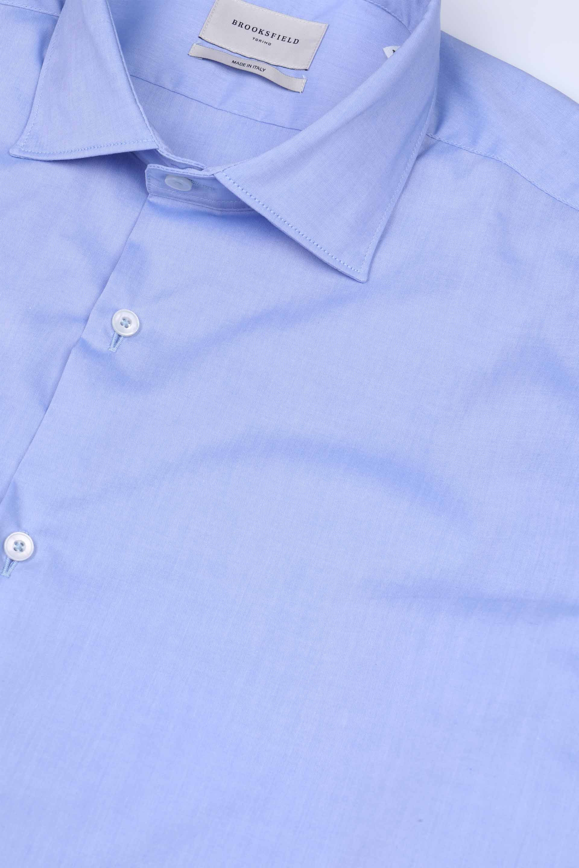 CAMICIA, SLIM FIT, SPREAD COLLAR, POPLIN COTONE STRETCH UNITO - Pale blue