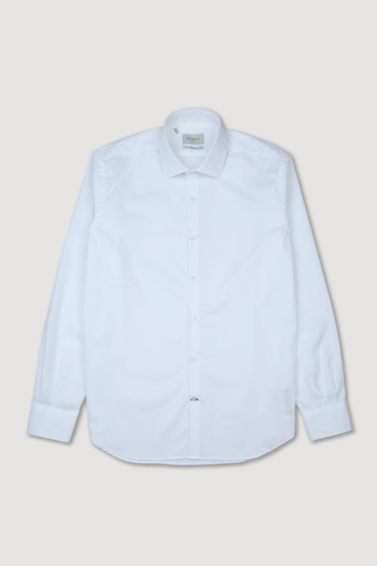 Camicia spread collar in popeline di cotone stretch - easy care. Slim fit. Bianco - White