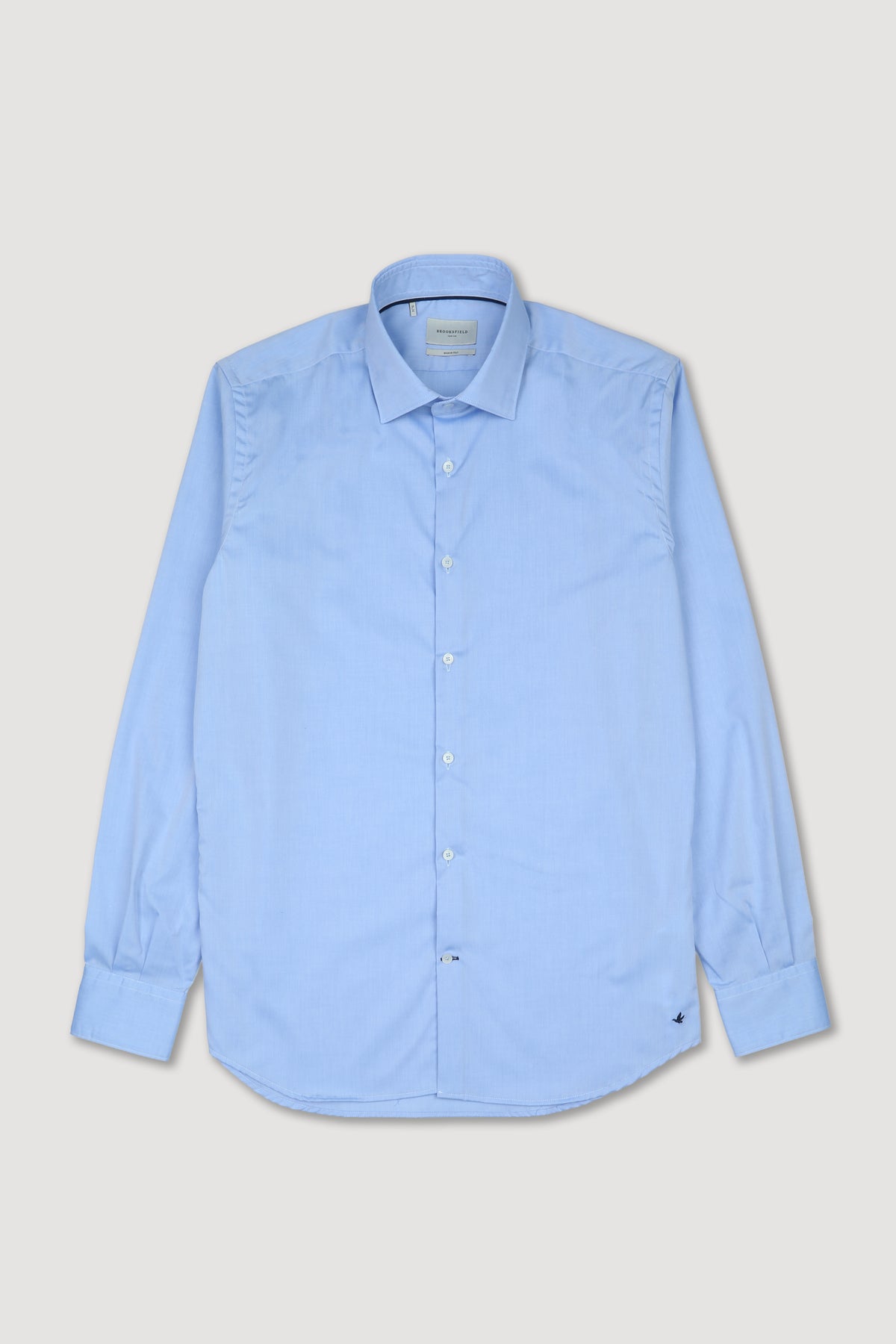Camicia spread collar in popeline di cotone stretch - easy care. Slim fit. Blu - Pale blue