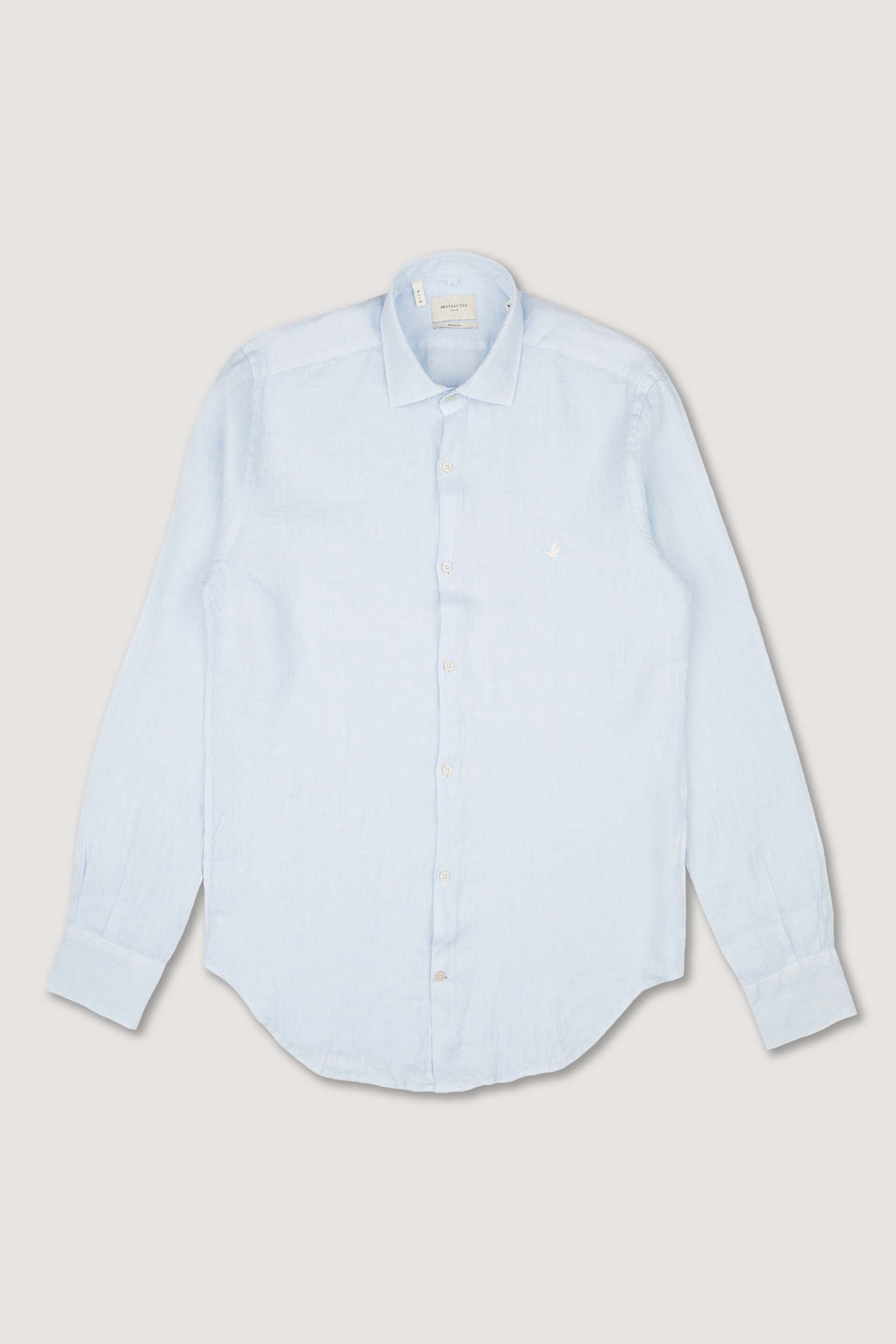 CAMICIA, SLIM FIT, SPREAD COLLAR, POPLIN LINO UNITO, TINTO CAPO SPECIALE - Light blue