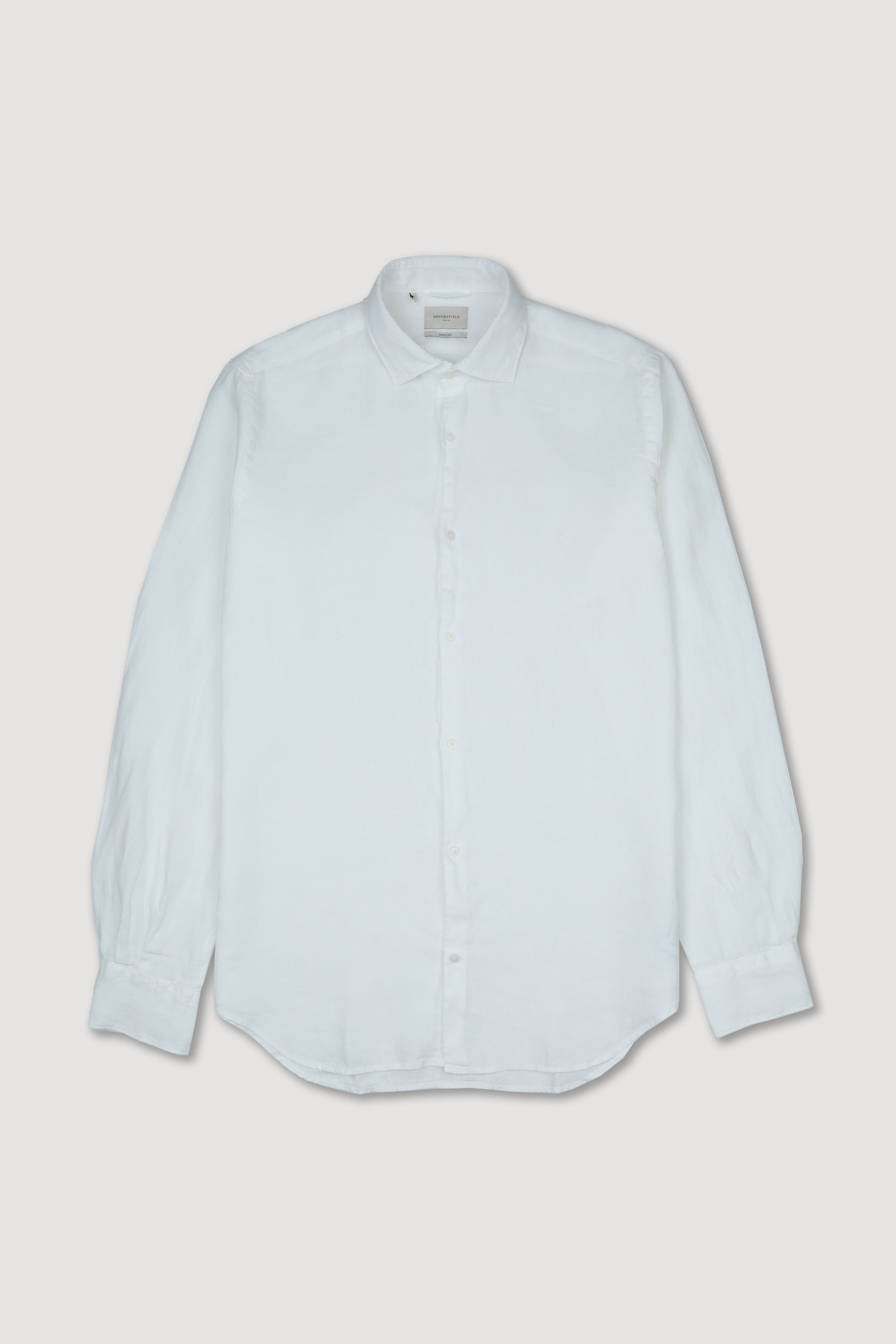 Camicia spread collar in lino con logo al cuore. Slim fit. Bianco - Off white