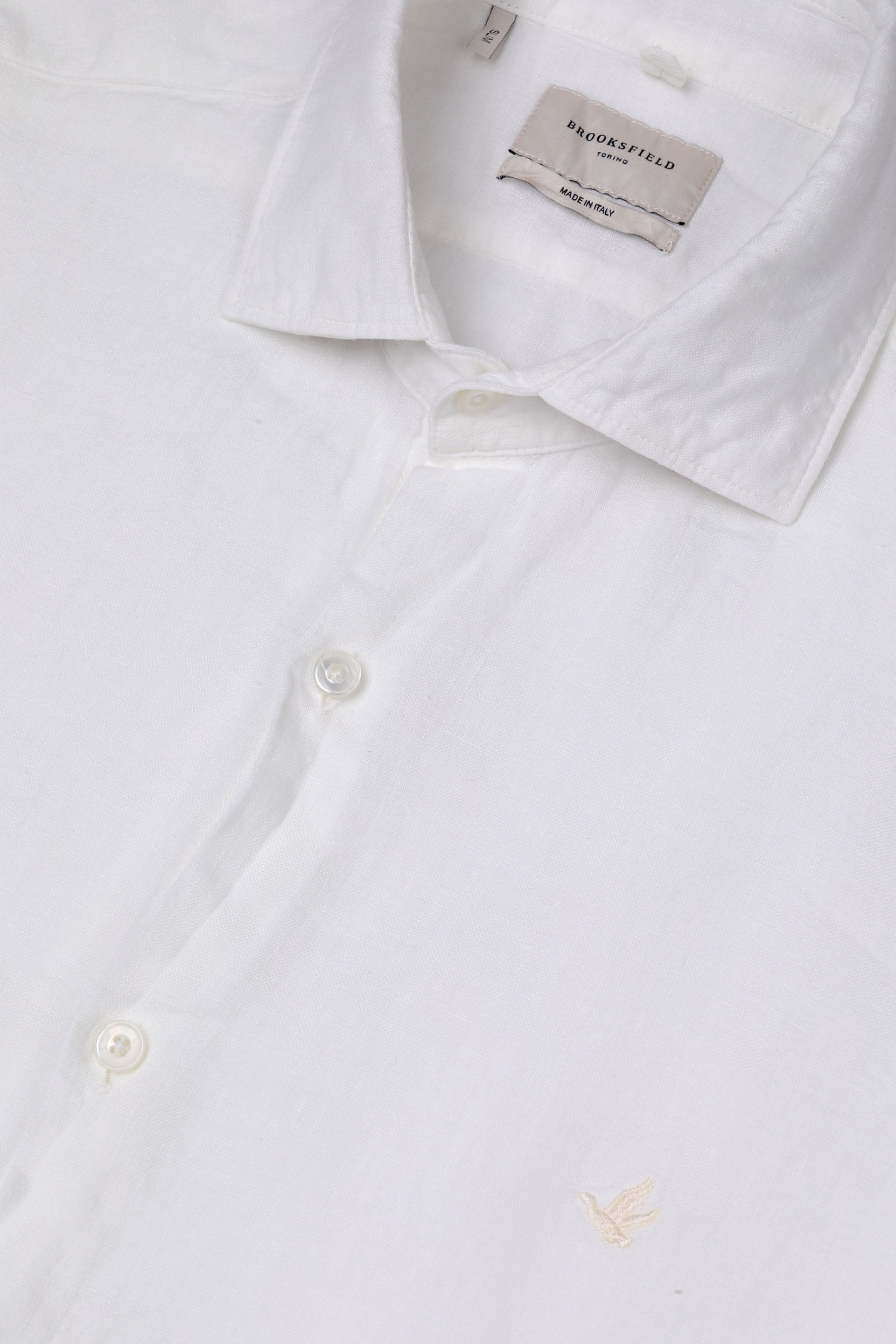 CAMICIA, SLIM FIT, SPREAD COLLAR, POPLIN LINO UNITO, TINTO CAPO SPECIALE - Off white