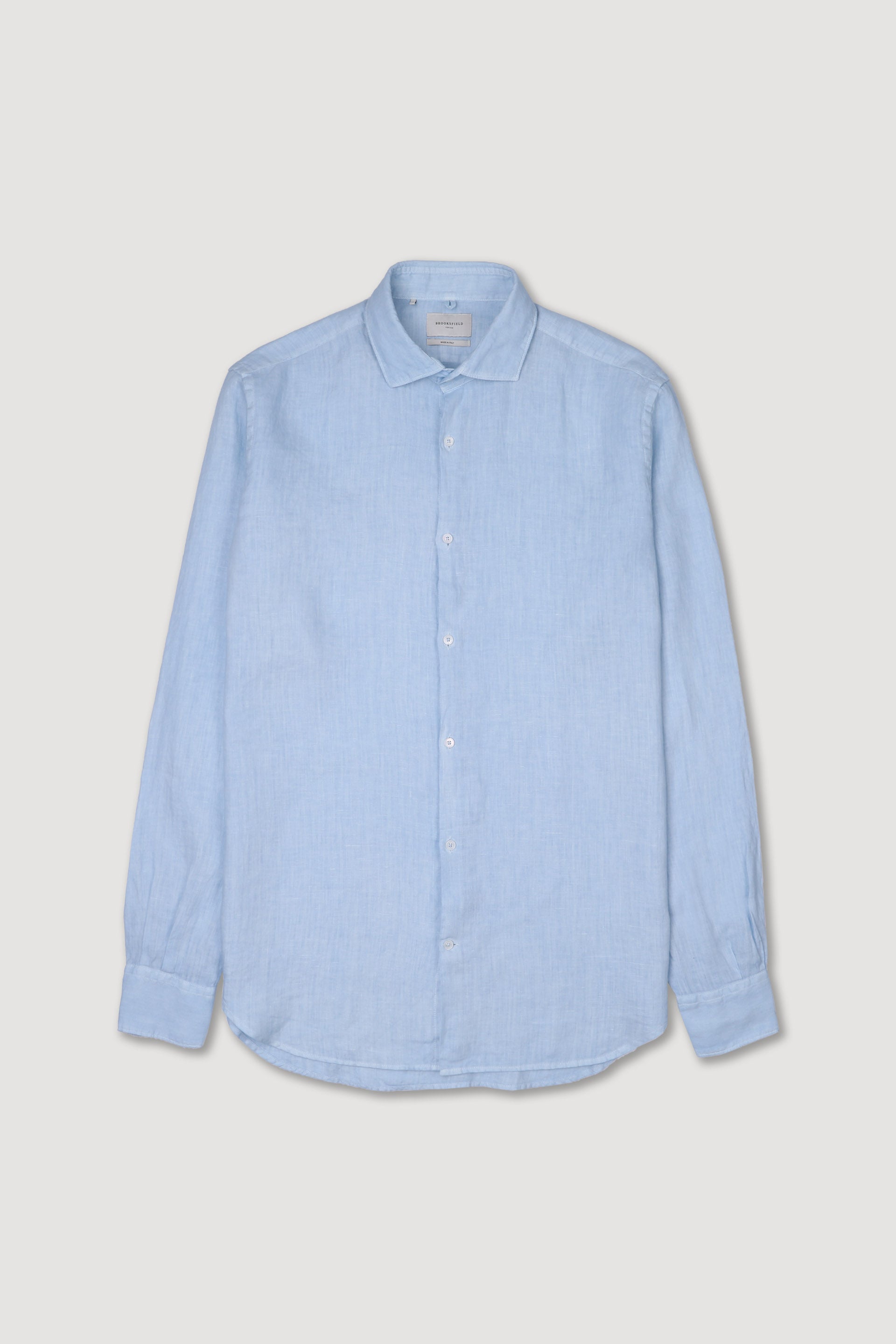 CAMICIA, SLIM FIT, SPREAD COLLAR, POPLIN LINO UNITO, TINTO CAPO SPECIALE - Cielo