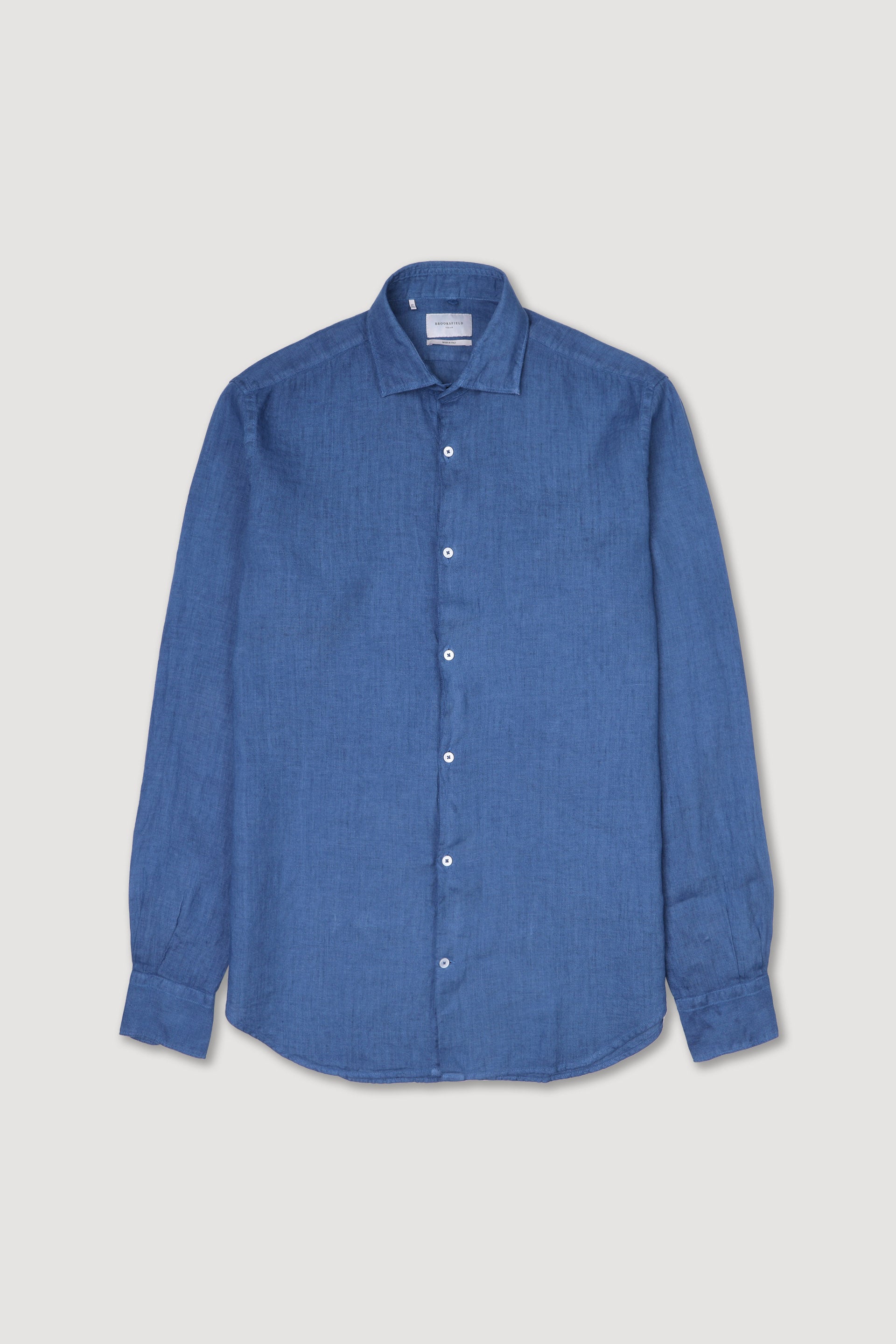 CAMICIA, SLIM FIT, SPREAD COLLAR, POPLIN LINO UNITO, TINTO CAPO SPECIALE - Acquario