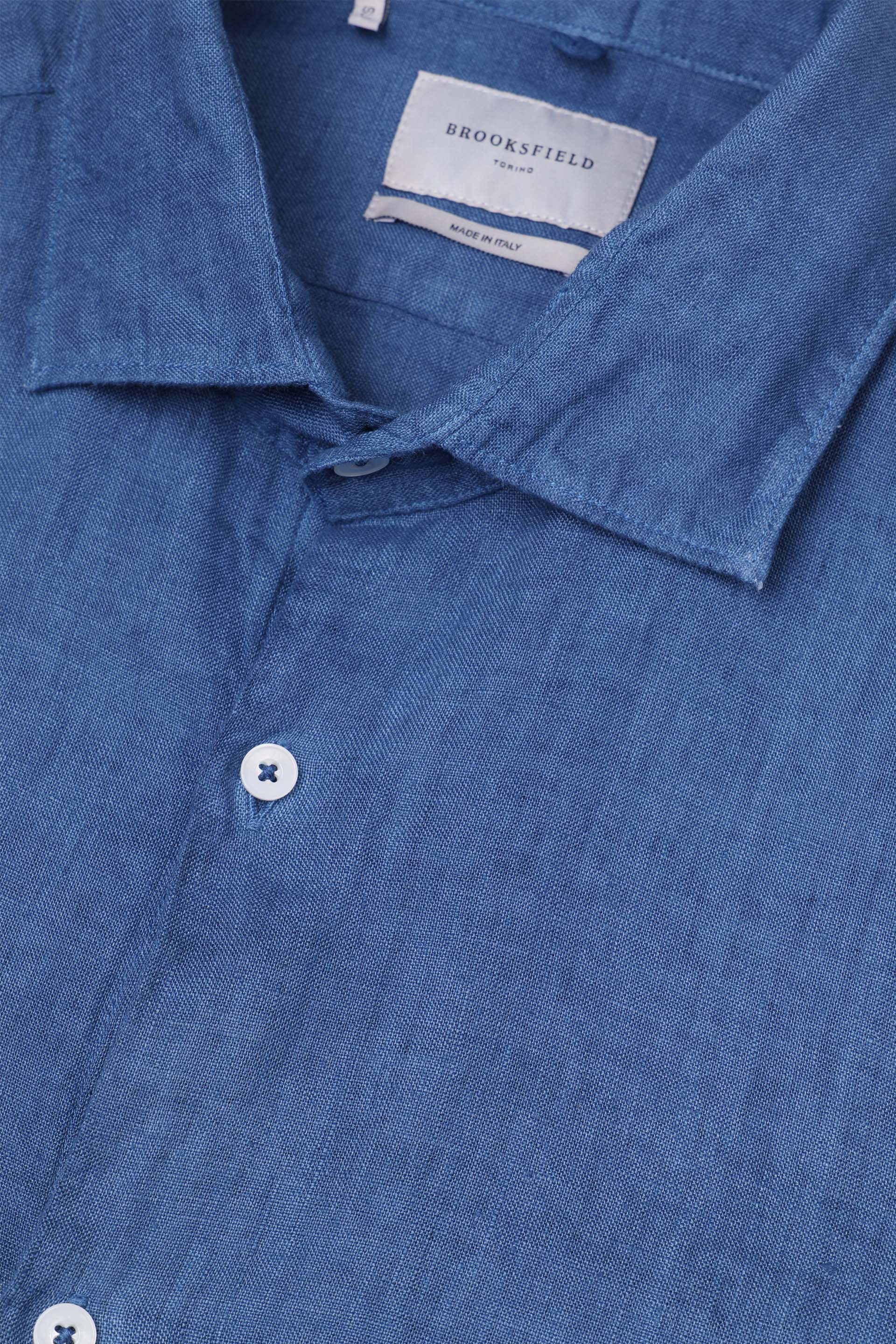 CAMICIA, SLIM FIT, SPREAD COLLAR, POPLIN LINO UNITO, TINTO CAPO SPECIALE - Acquario