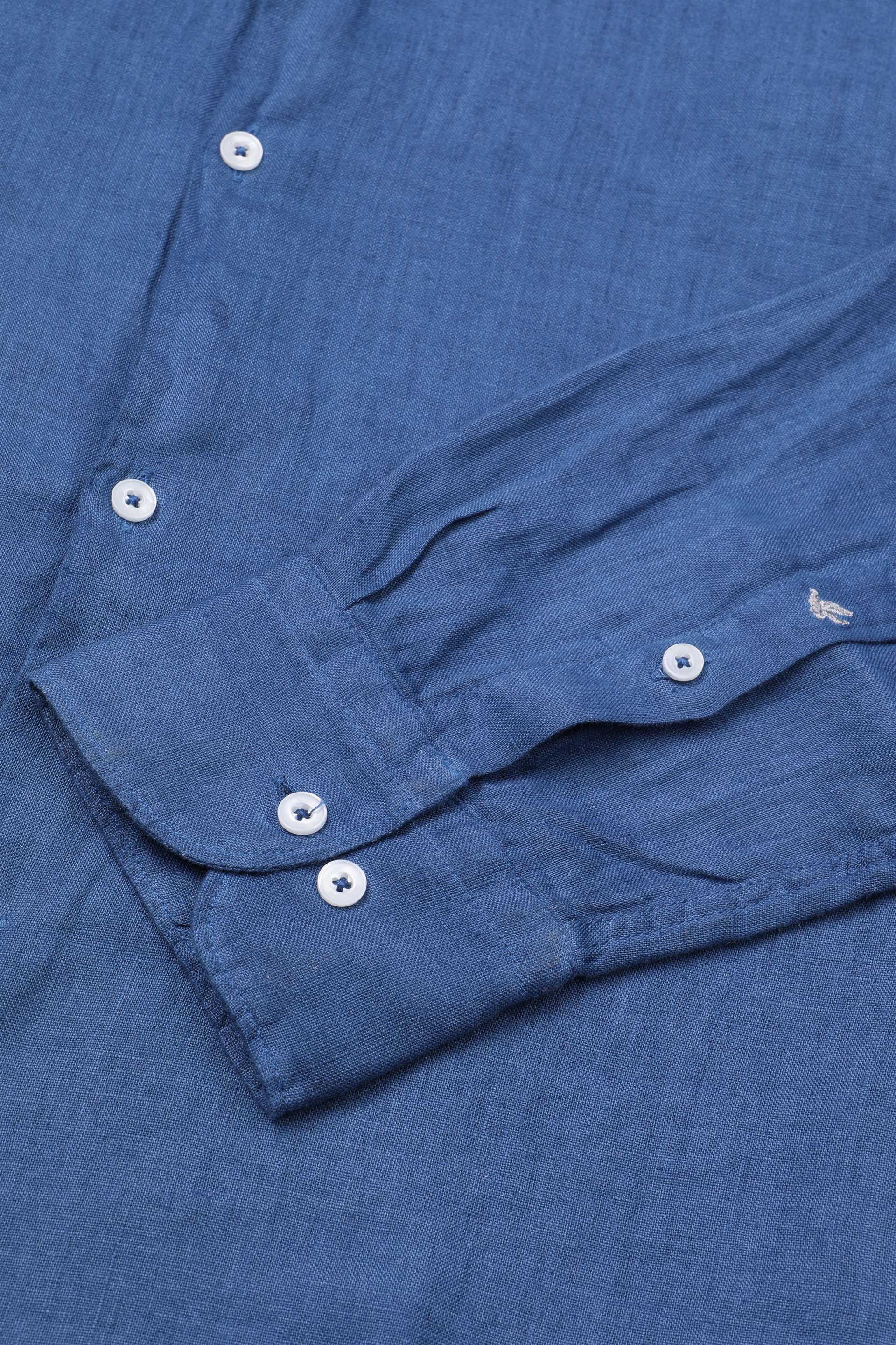 CAMICIA, SLIM FIT, SPREAD COLLAR, POPLIN LINO UNITO, TINTO CAPO SPECIALE - Acquario
