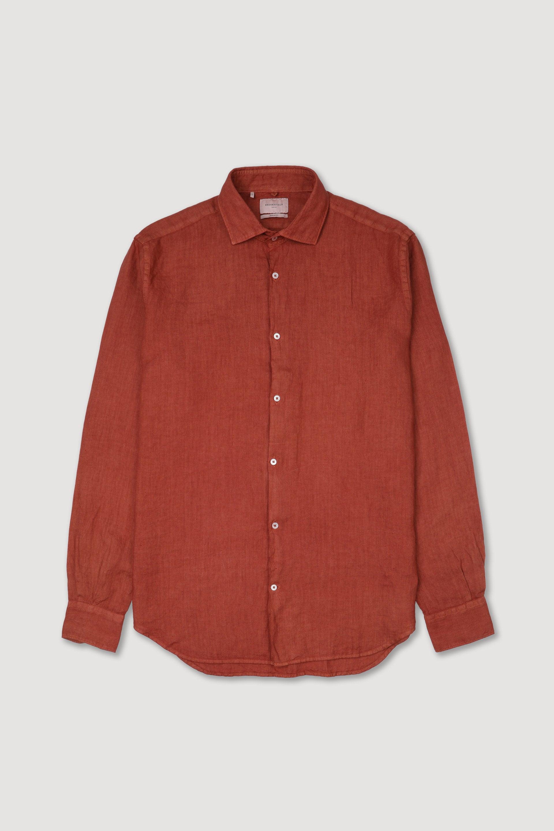 CAMICIA, SLIM FIT, SPREAD COLLAR, POPLIN LINO UNITO, TINTO CAPO SPECIALE - Chili