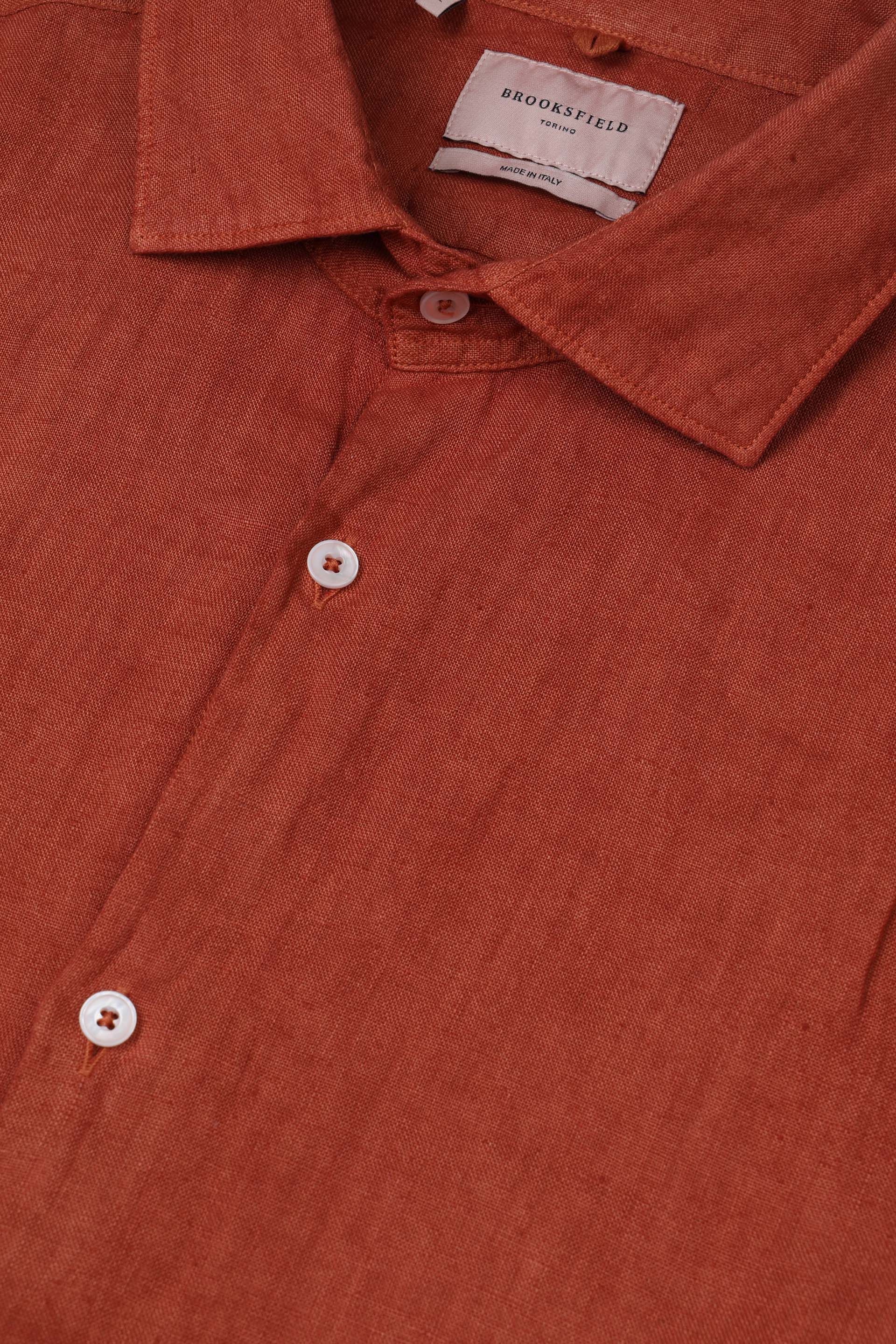 CAMICIA, SLIM FIT, SPREAD COLLAR, POPLIN LINO UNITO, TINTO CAPO SPECIALE - Chili