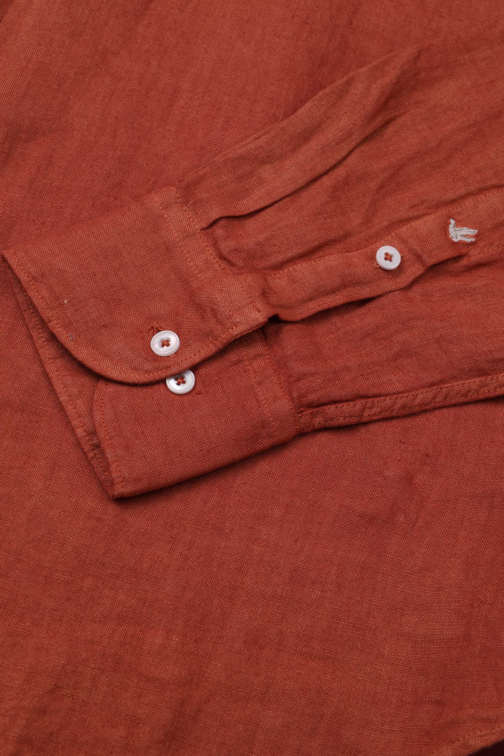 CAMICIA, SLIM FIT, SPREAD COLLAR, POPLIN LINO UNITO, TINTO CAPO SPECIALE - Chili