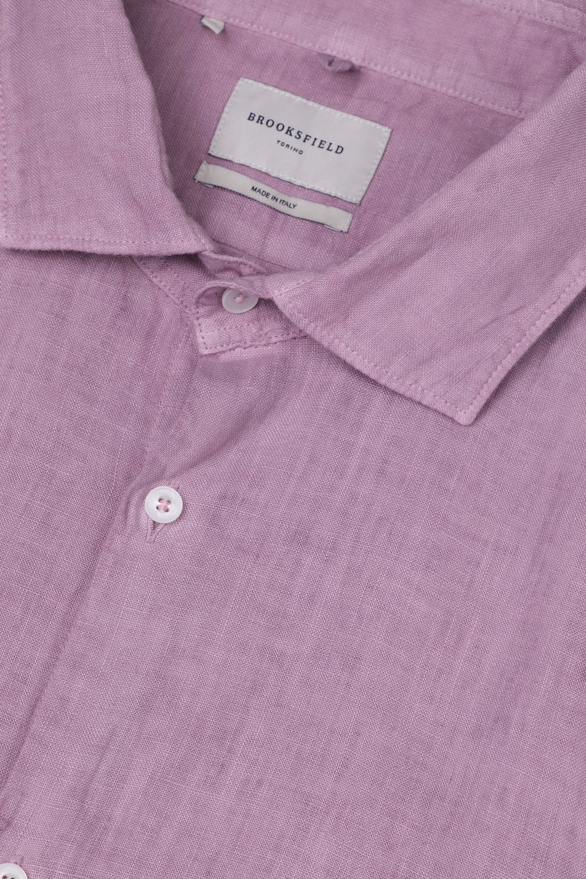 CAMICIA, SLIM FIT, SPREAD COLLAR, POPLIN LINO UNITO, TINTO CAPO SPECIALE - Campanula