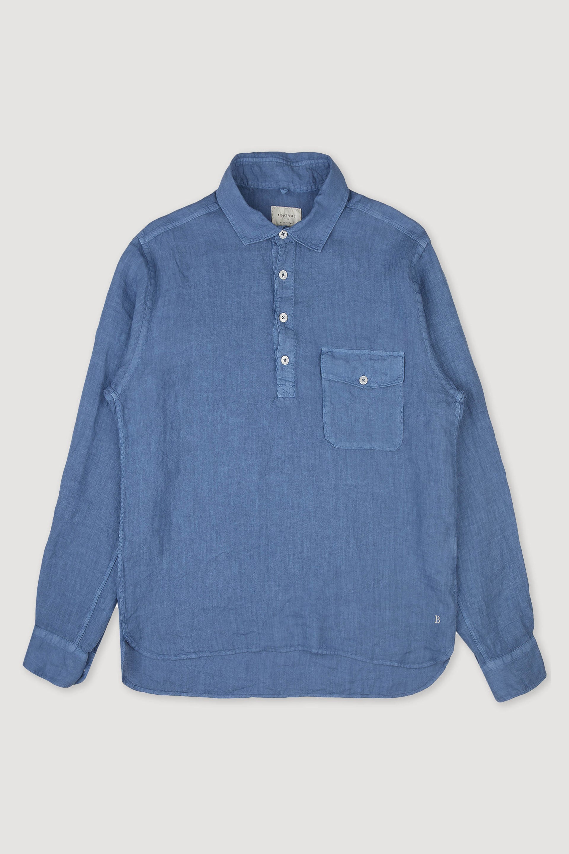 CAMICIA POP OVER, STANDARD FIT, SPREAD COLLAR, POPLIN LINO UNITO, TINTO CAPO SPECIALE - Sailor