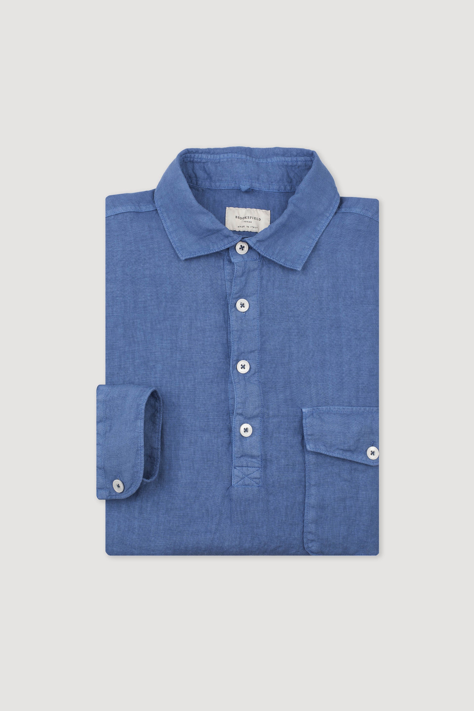 CAMICIA POP OVER, STANDARD FIT, SPREAD COLLAR, POPLIN LINO UNITO, TINTO CAPO SPECIALE - Sailor