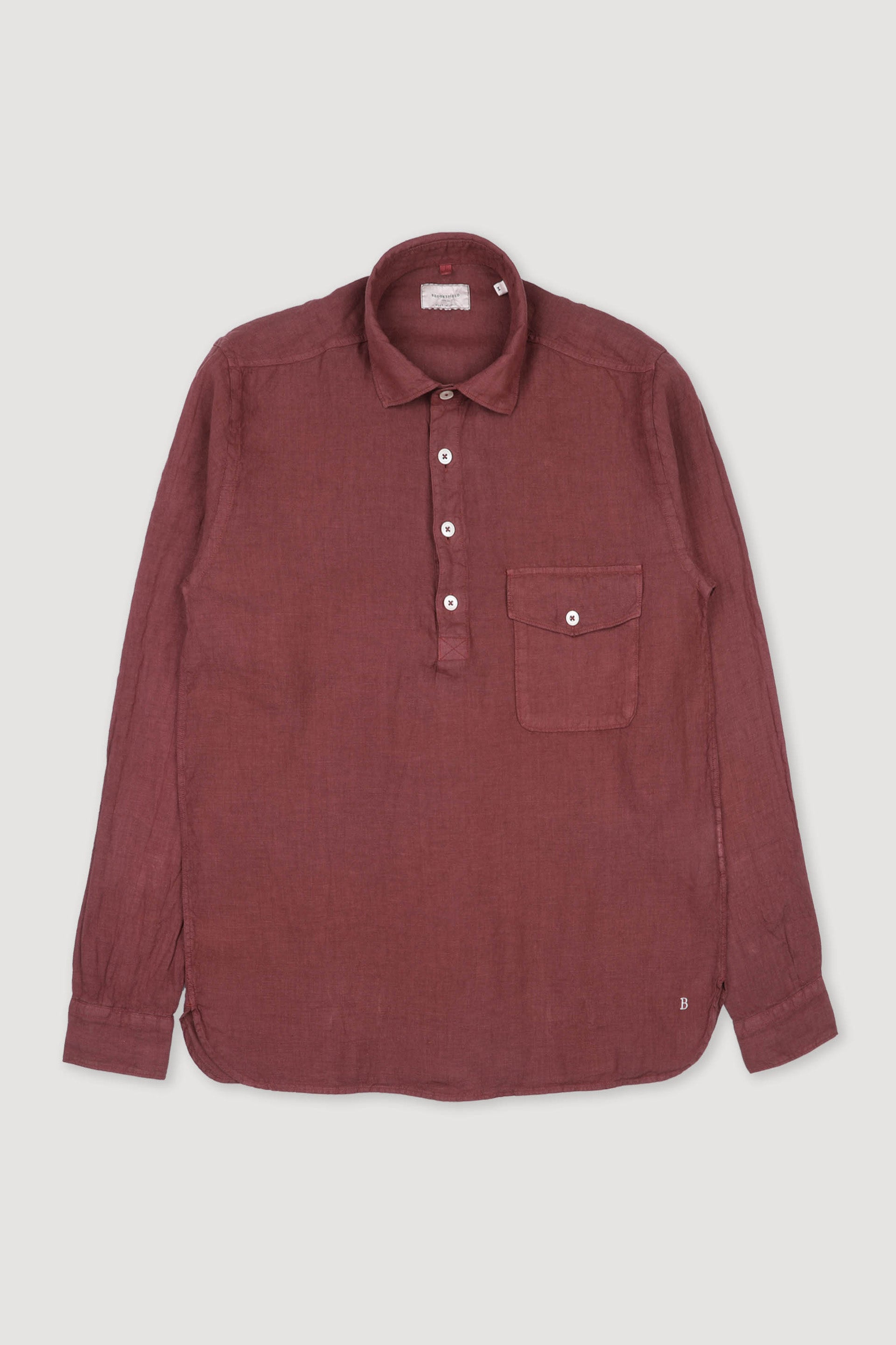 CAMICIA POP OVER, STANDARD FIT, SPREAD COLLAR, POPLIN LINO UNITO, TINTO CAPO SPECIALE - Tabasco