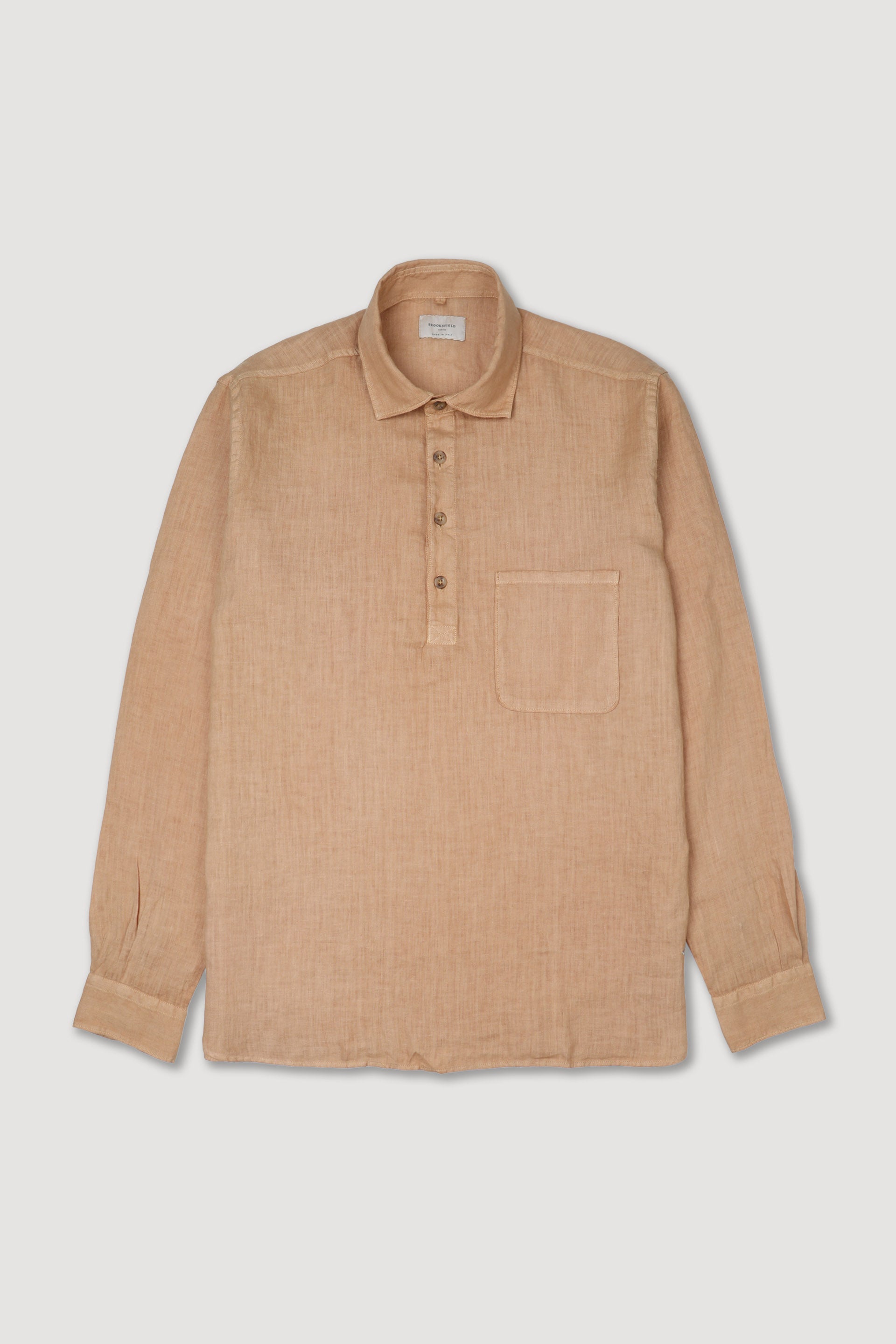 CAMICIAPOP OVER, STANDARD FIT, COREANO, POPLIN LINO UNITO, TINTO CAPO SPECIALE - Honey