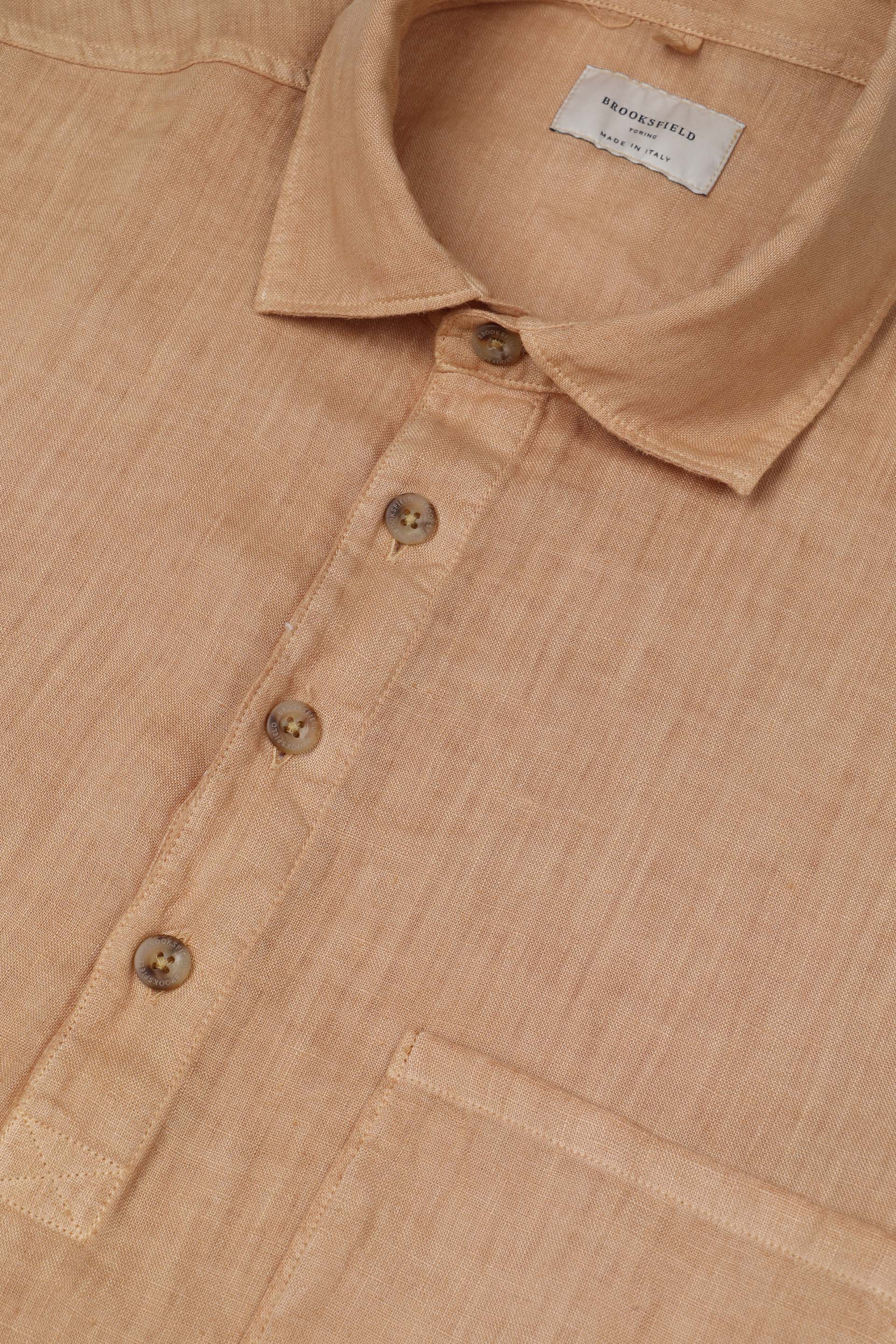 CAMICIAPOP OVER, STANDARD FIT, COREANO, POPLIN LINO UNITO, TINTO CAPO SPECIALE - Honey