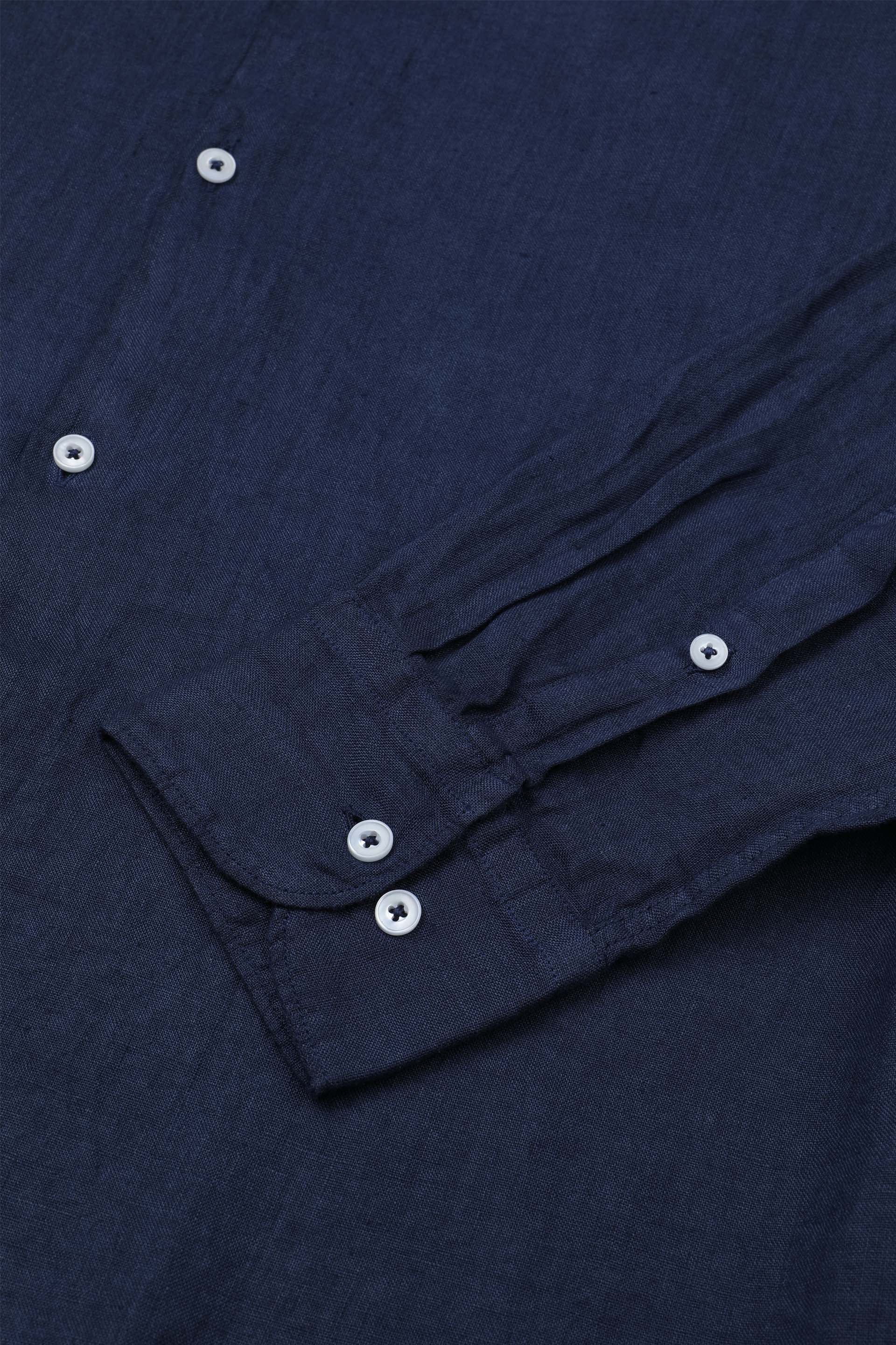 CAMICIA, SLIM FIT, SPREAD COLLAR, POPLIN LINO UNITO, TINTO CAPO SPECIALE - Navy blue