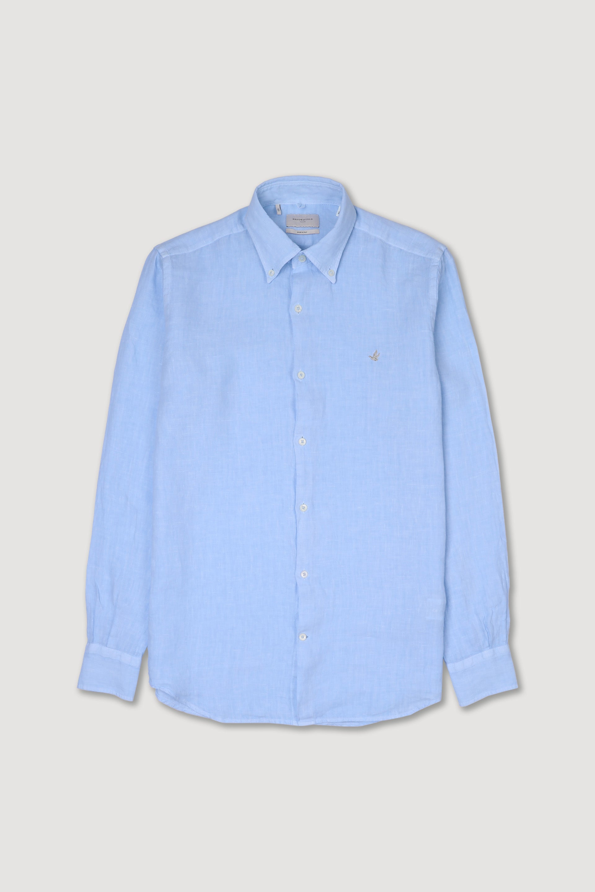 CAMICIA, REGULAR, BUTTON DOWN, POPLIN LINO UNITO, TINTO CAPO SPECIALE - Cielo