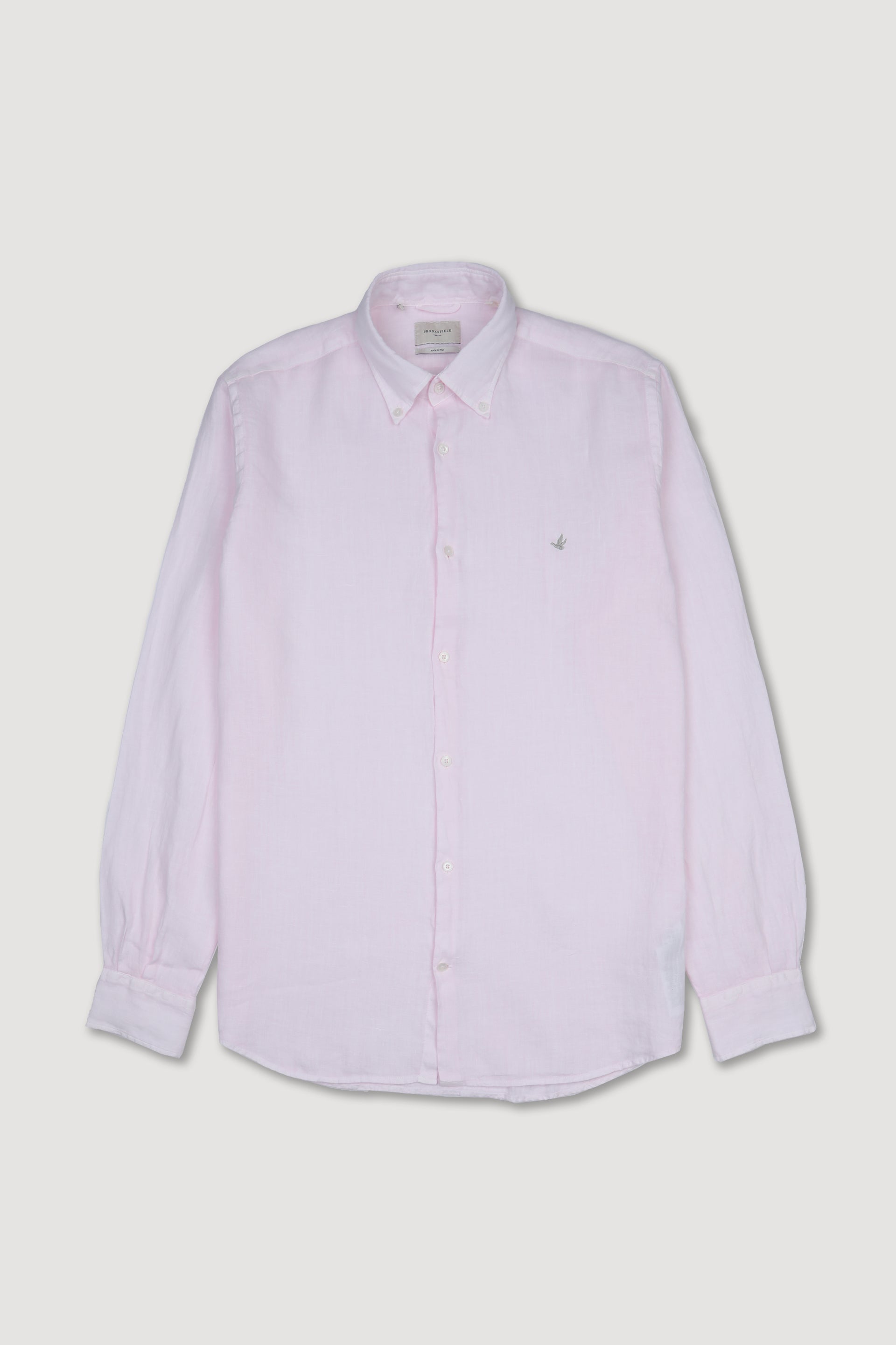 UOMO-CAMICIA (REGULAR FIT) M/L  BUTTON DOWN COLLAR TESSUTO LINO TINTO CAPO YR CON PICCANELLO. RICAMO AL CUORE - Conchiglia
