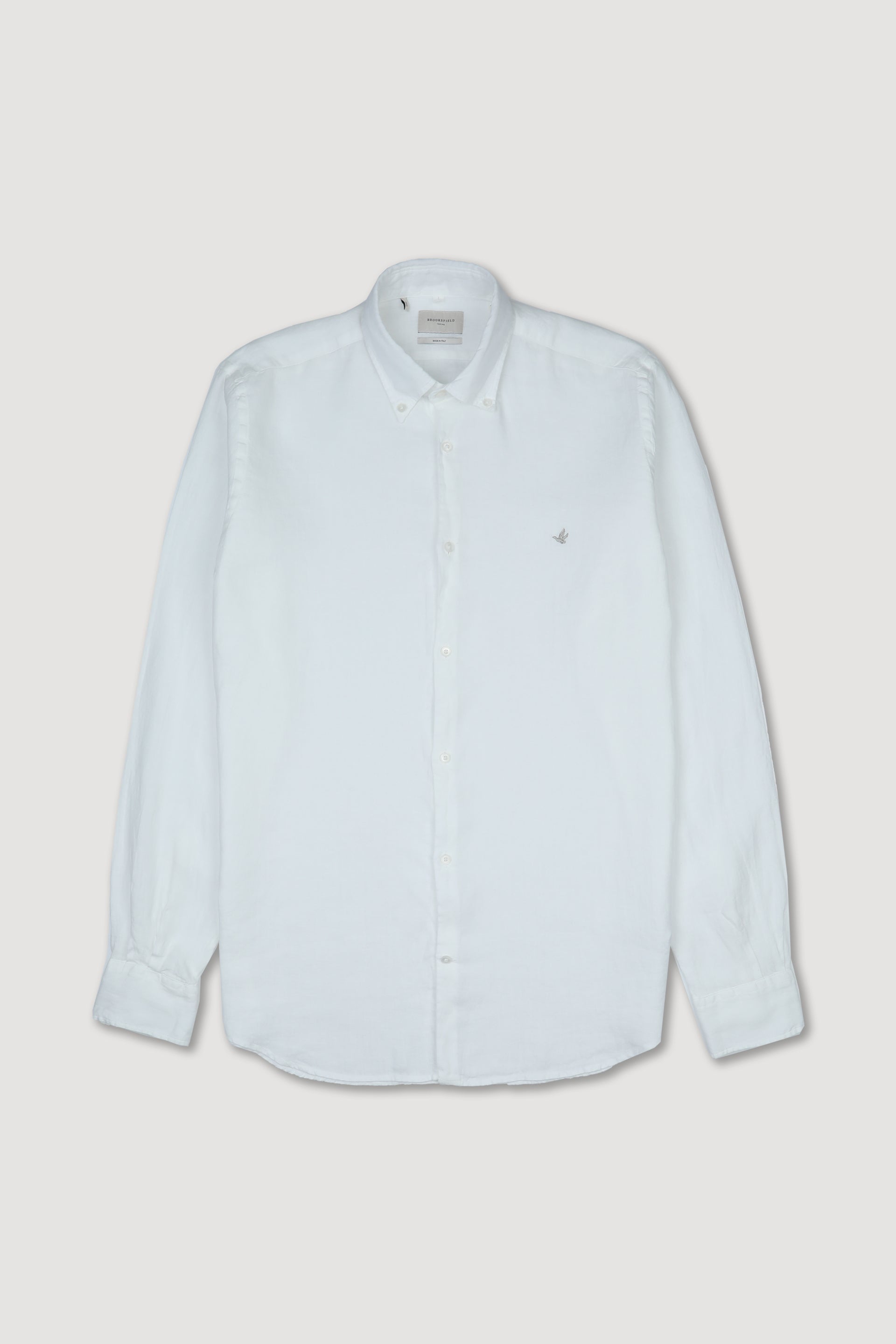 UOMO-CAMICIA (REGULAR FIT) M/L  BUTTON DOWN COLLAR TESSUTO LINO TINTO CAPO YR CON PICCANELLO. RICAMO AL CUORE - Off white