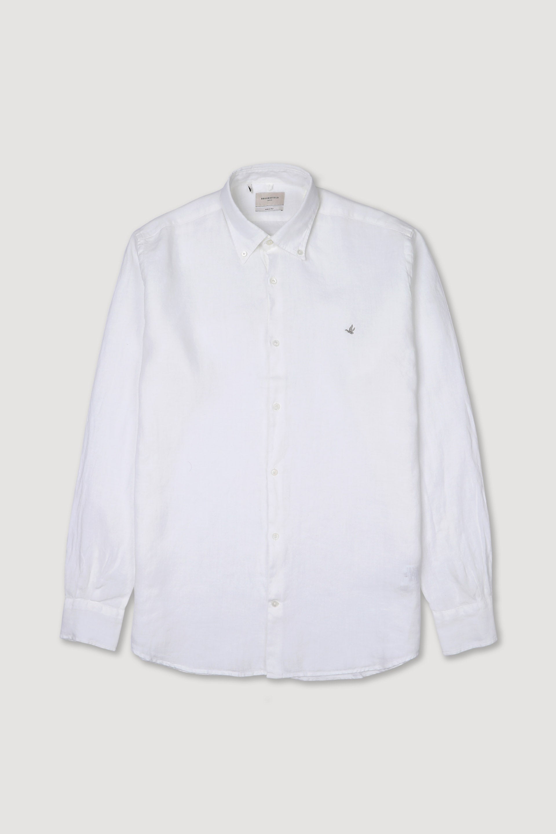 CAMICIA, REGULAR, BUTTON DOWN, POPLIN LINO UNITO, TINTO CAPO SPECIALE - Off white