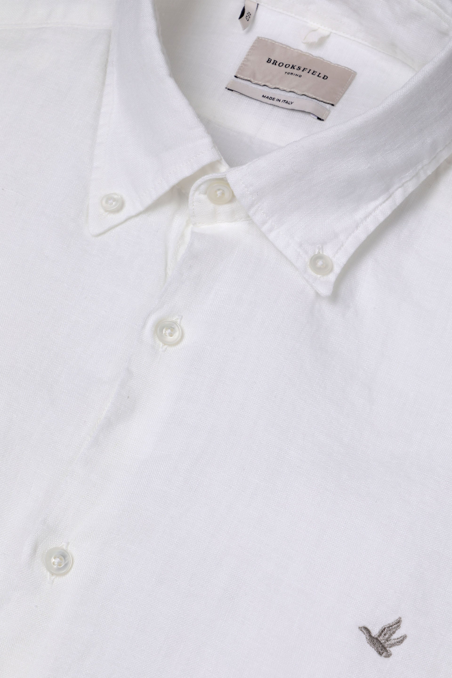 CAMICIA, REGULAR, BUTTON DOWN, POPLIN LINO UNITO, TINTO CAPO SPECIALE - Off white