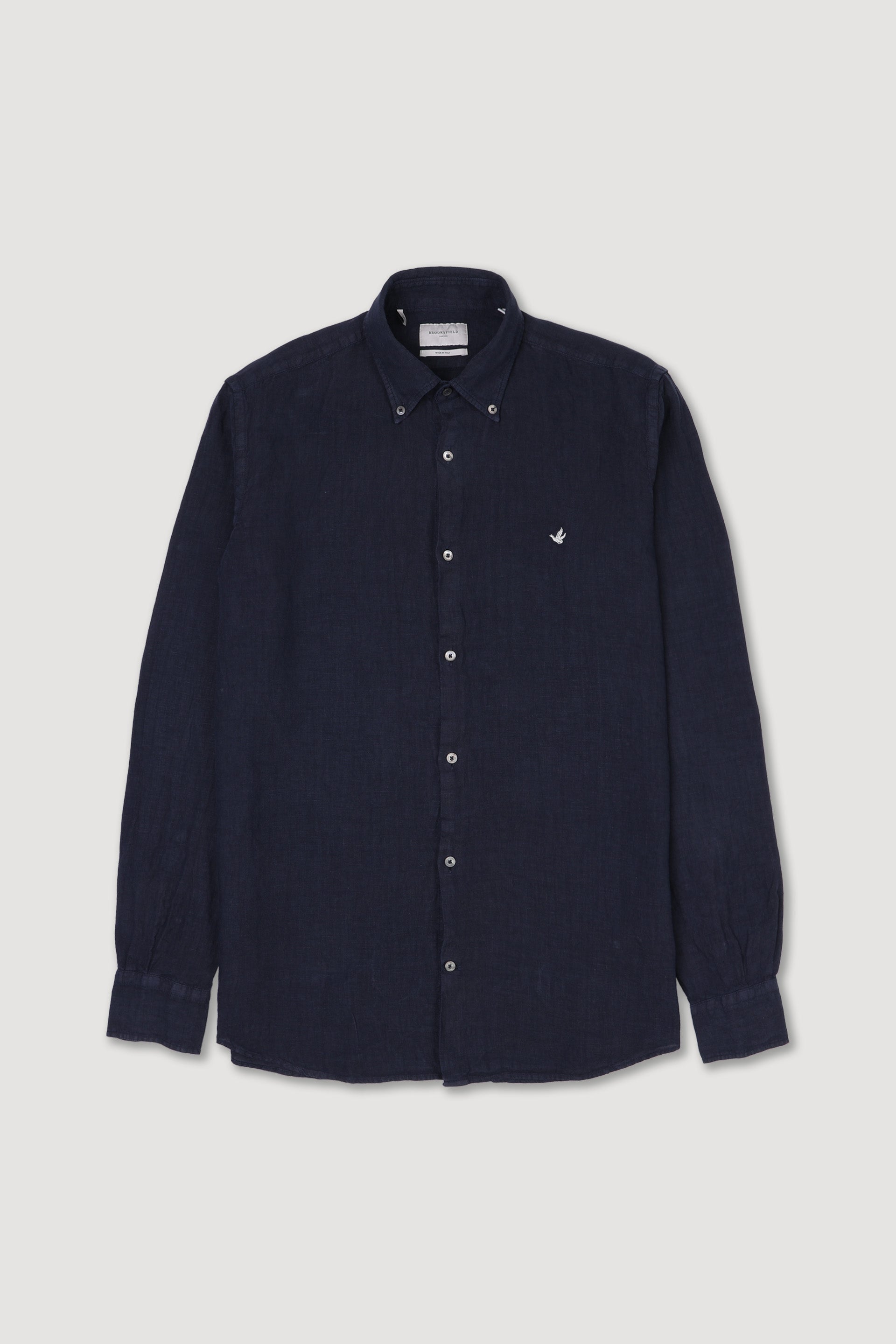 CAMICIA, REGULAR, BUTTON DOWN, POPLIN LINO UNITO, TINTO CAPO SPECIALE - Navy blue