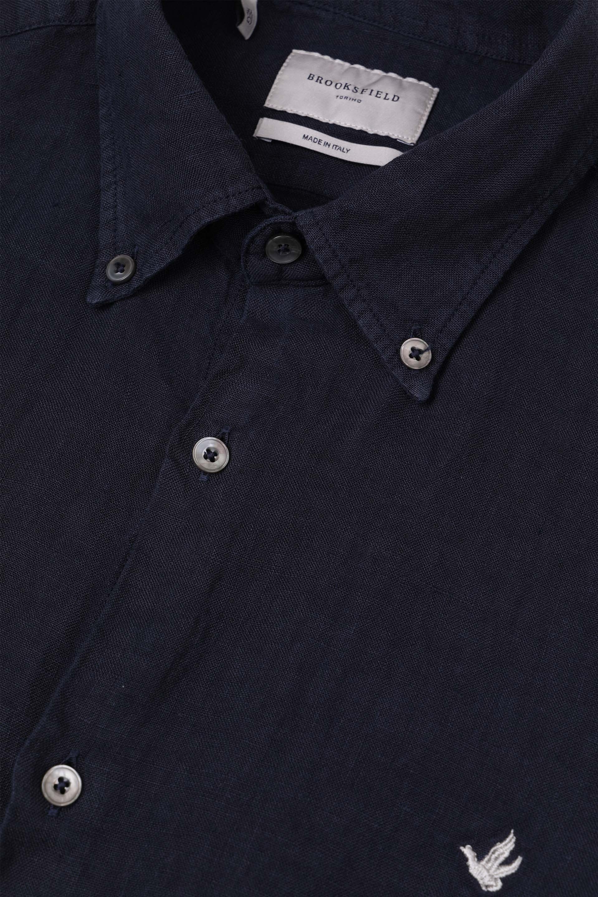 CAMICIA, REGULAR, BUTTON DOWN, POPLIN LINO UNITO, TINTO CAPO SPECIALE - Navy blue