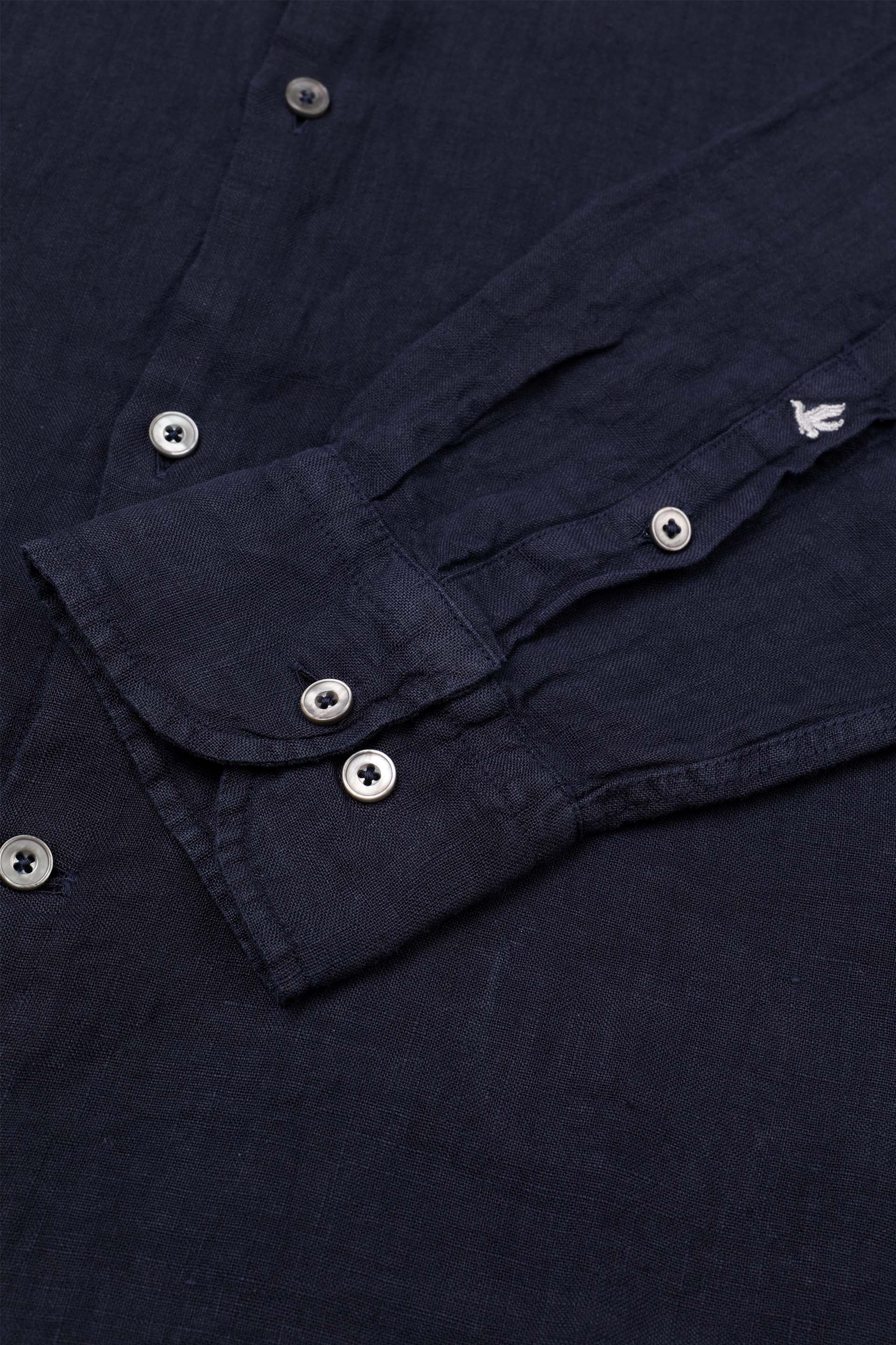 CAMICIA, REGULAR, BUTTON DOWN, POPLIN LINO UNITO, TINTO CAPO SPECIALE - Navy blue