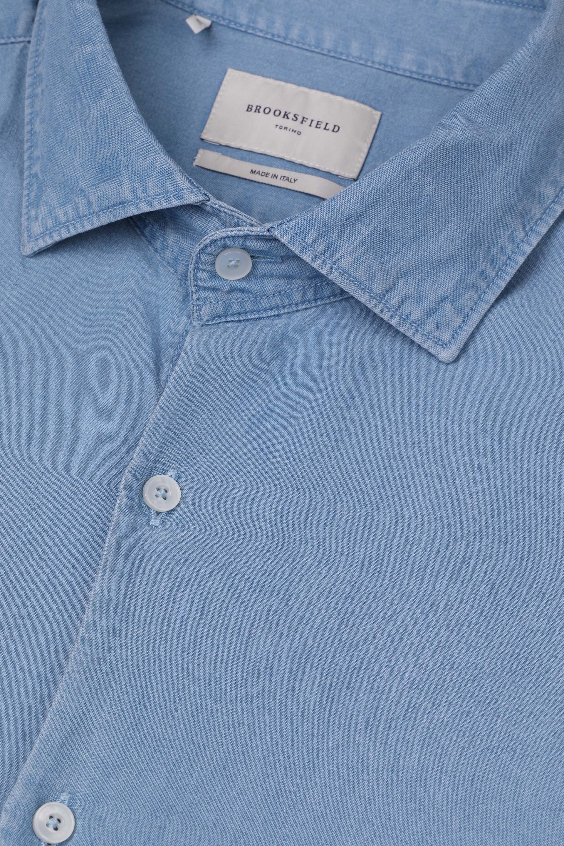 CAMICIA, SLIM FIT, SPREAD COLLAR, SEERSUCKER LYOCELL UNITO, VERO INDACO - Light blue