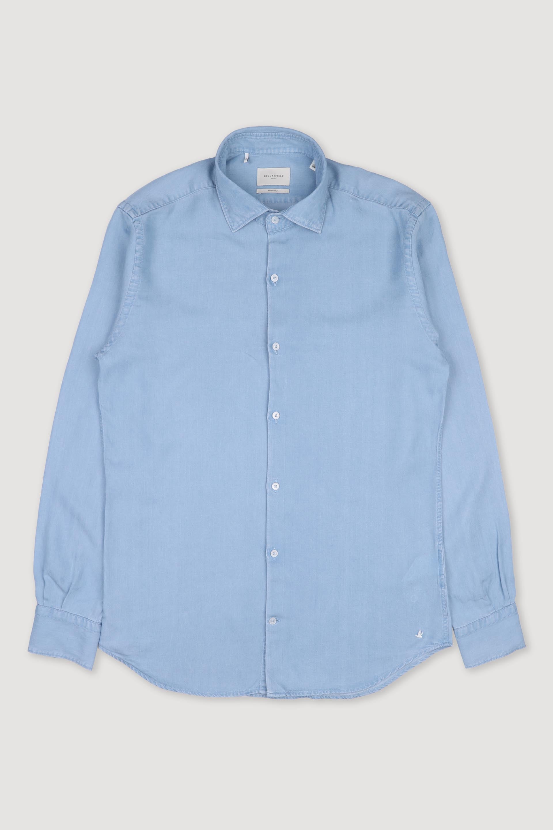 CAMICIA, SLIM FIT, SPREAD COLLAR, SEERSUCKER LYOCELL UNITO, VERO INDACO - Light blue