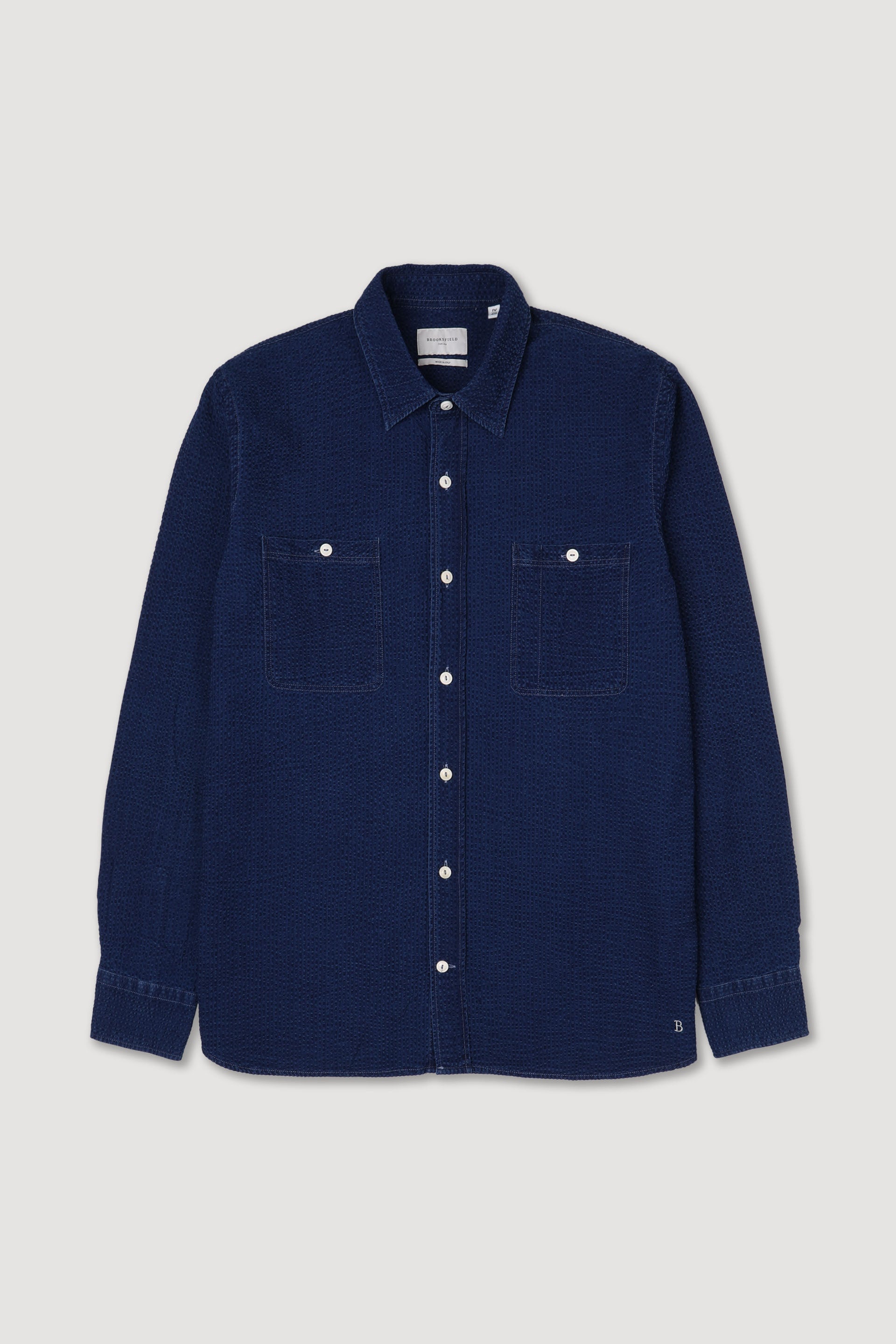 CAMICIA CARPENTER , STANDARD FIT, SPREAD COLLAR, SEERSUCKER COTONE UNITO, VERO INDACO - Blue