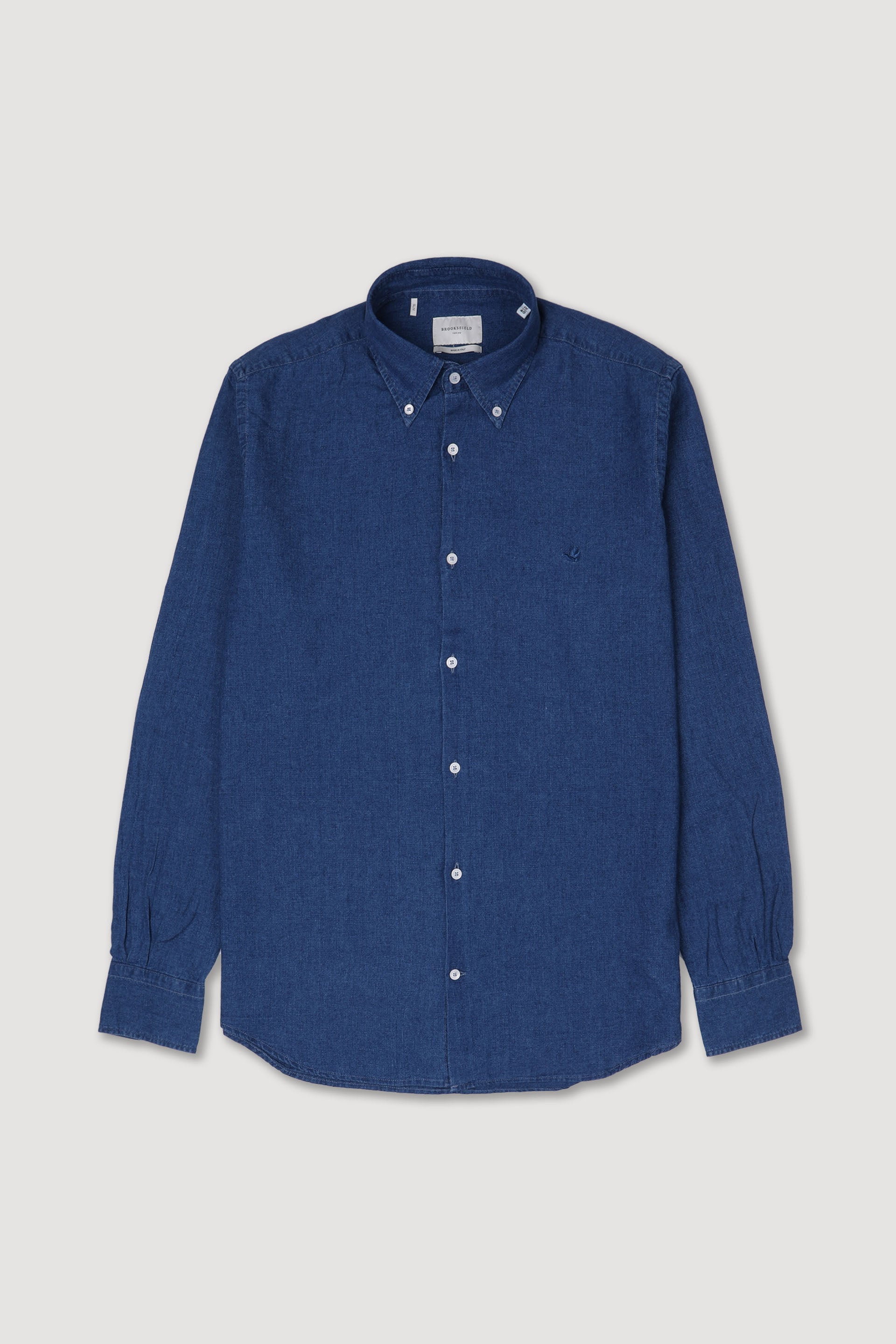 CAMICIA, SLIM FIT, BUTTON DOWN,  MISTO LINO UNITO, VERO INDACO - Bleach