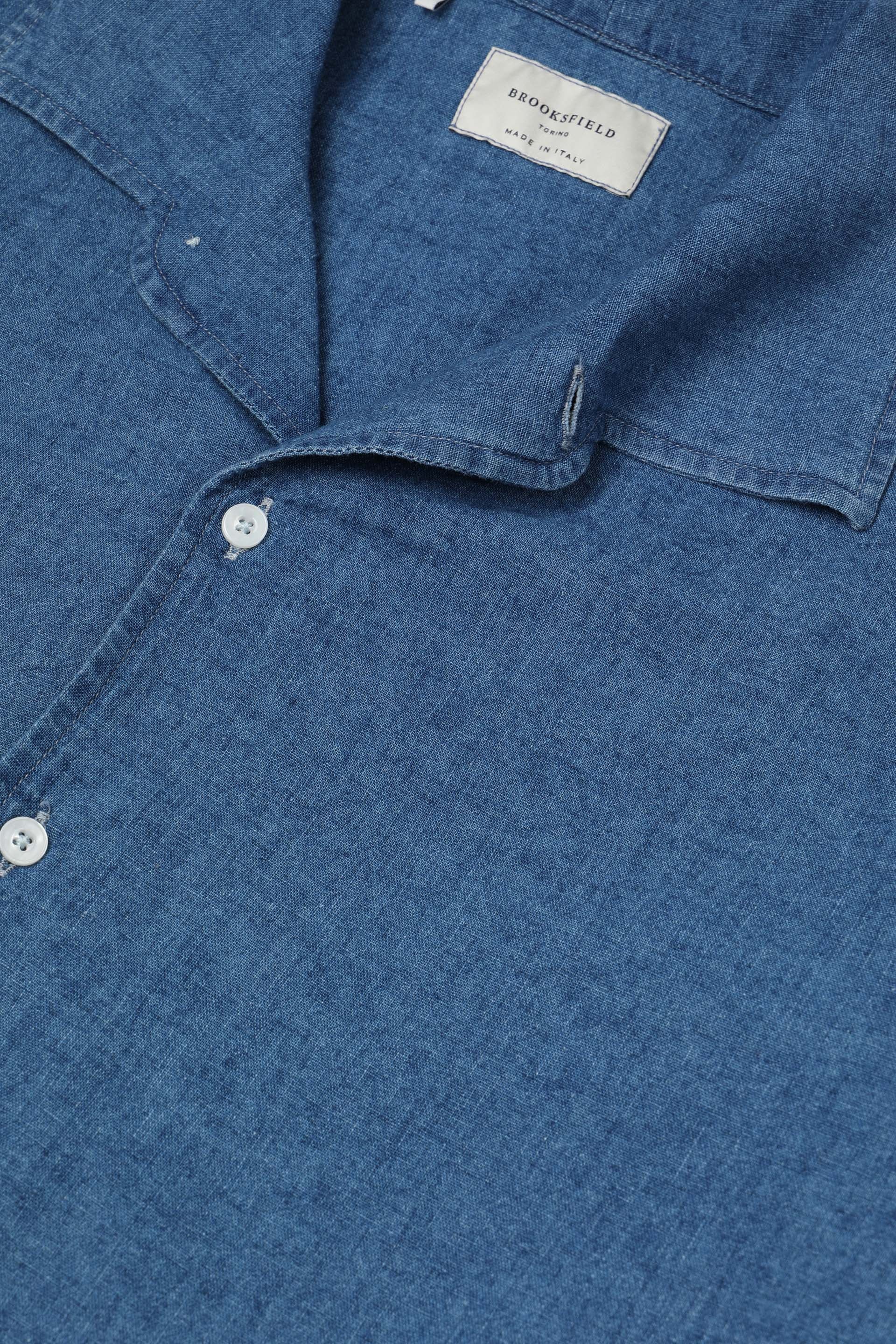 CAMICIA, SLIM FIT, SPREAD COLLAR,  MISTO LINO UNITO, VERO INDACO - Blue