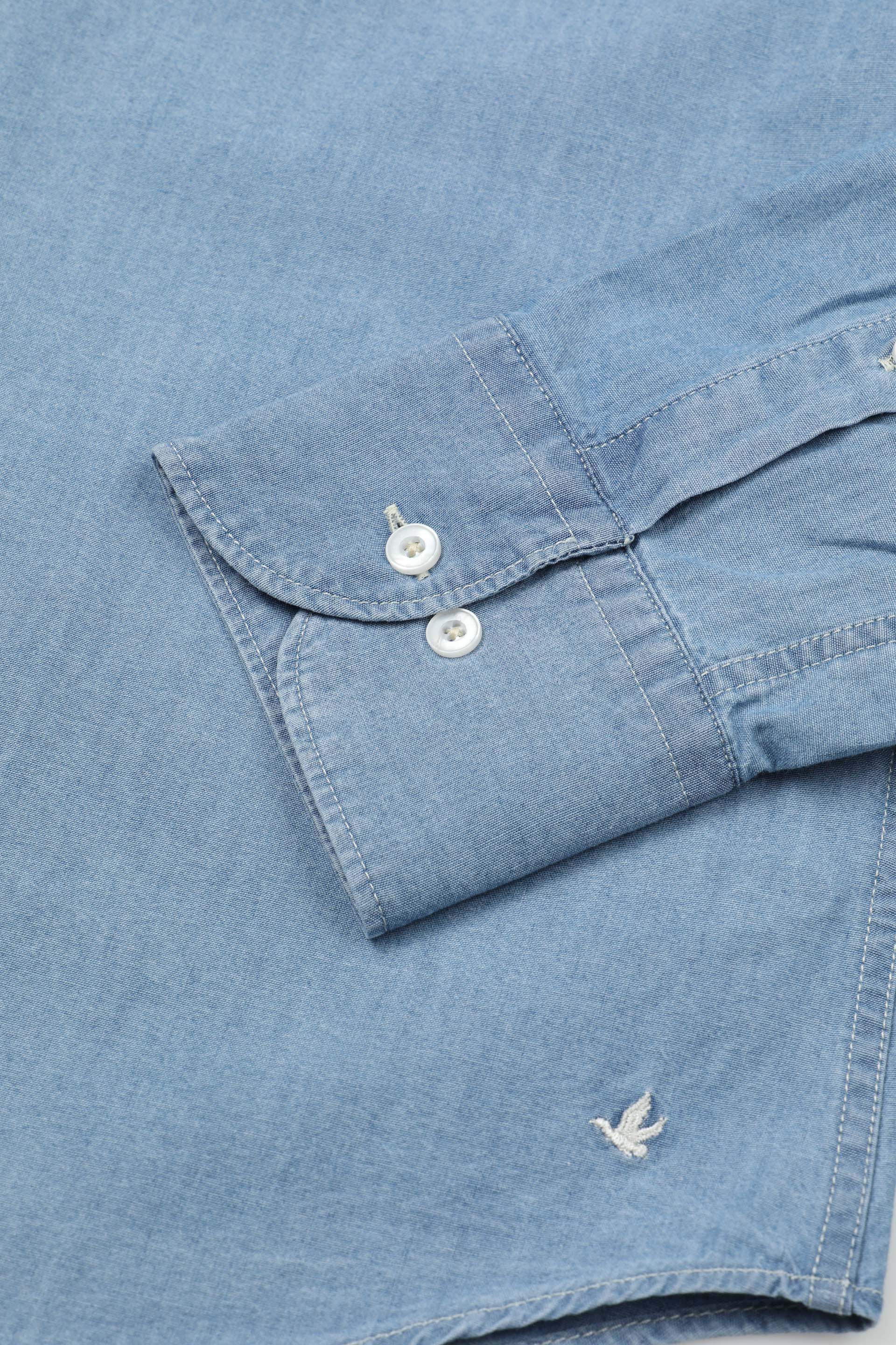 CAMICIA, SLIM FIT, SPREAD COLLAR, SEERSUCKER LYOCELL UNITO, VERO INDACO - Bleach