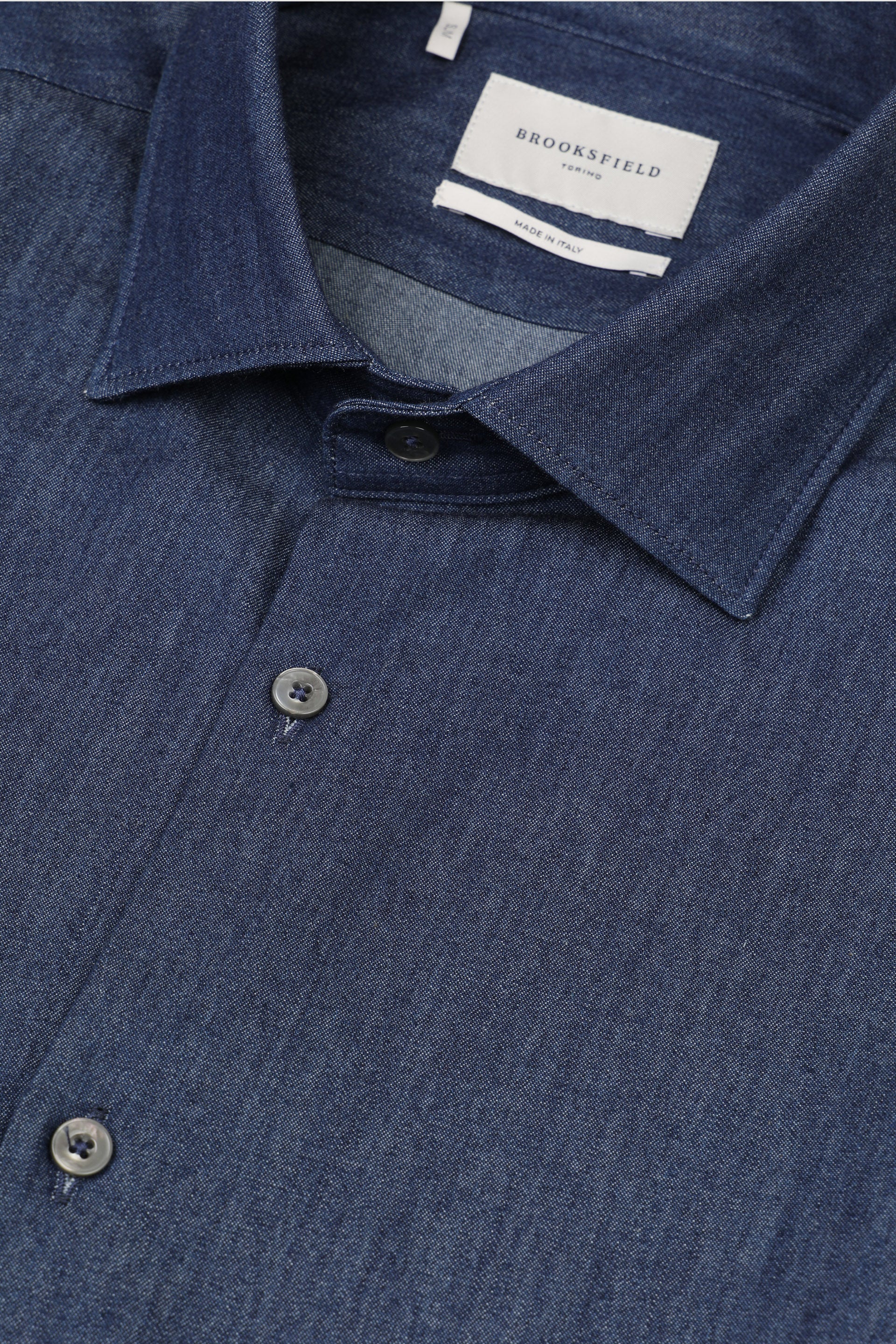 UOMO-CAMICIA (SLIM FIT) M/L SPREAD COLLAR CLASSICA TESSUTO LAVATO TWILL INDACO DI COTONE - Blue washed