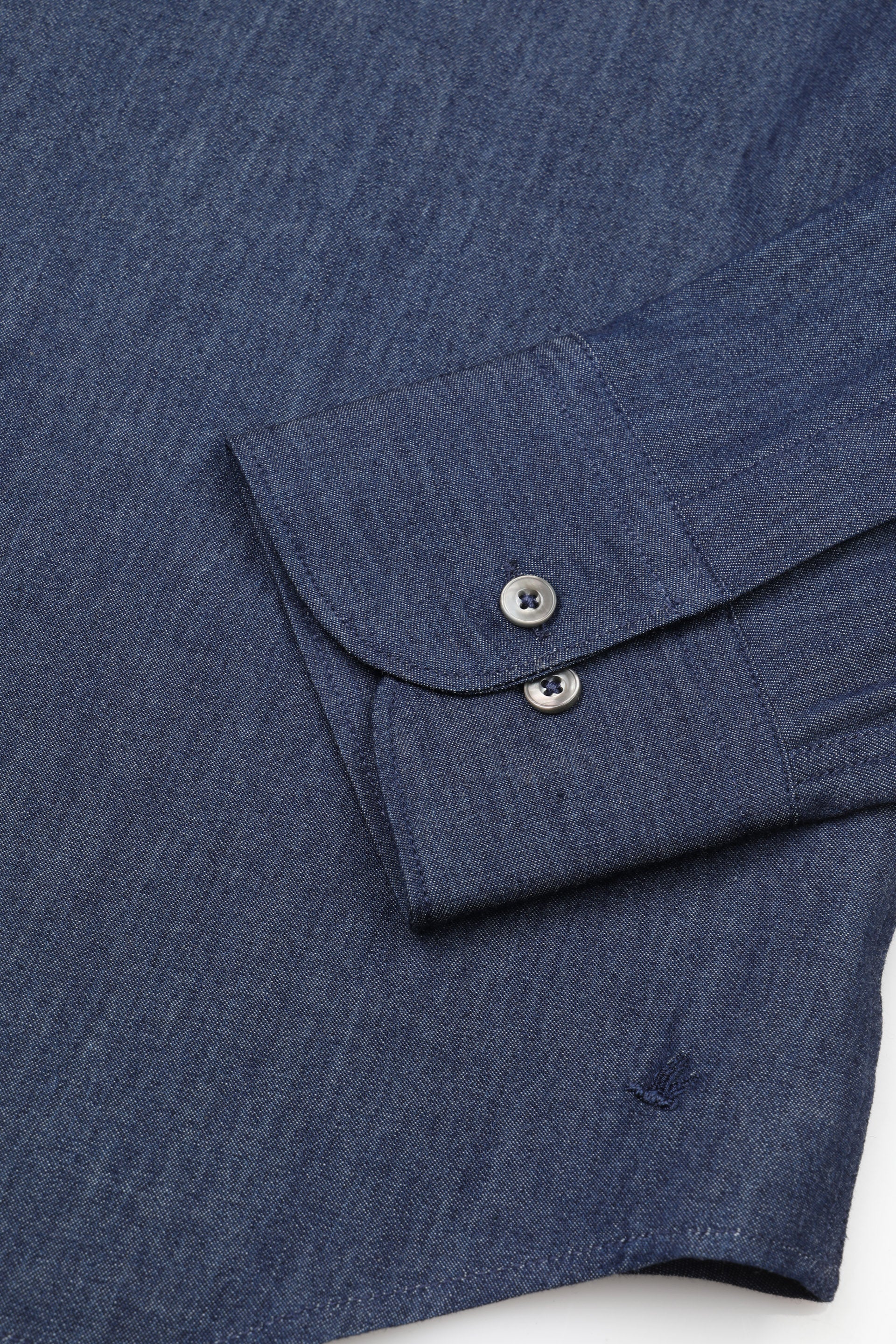 UOMO-CAMICIA (SLIM FIT) M/L SPREAD COLLAR CLASSICA TESSUTO LAVATO TWILL INDACO DI COTONE - Blue washed