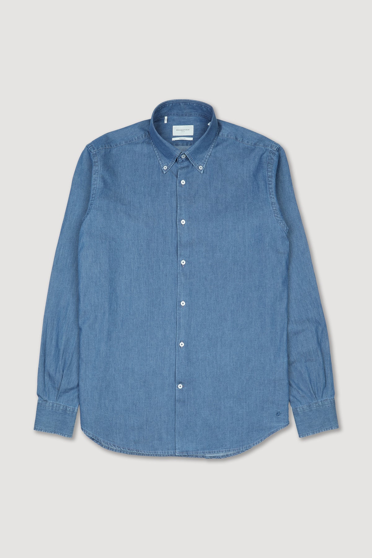 Camicia button down in twill di cotone indaco. Slim fit. Blu - Blue