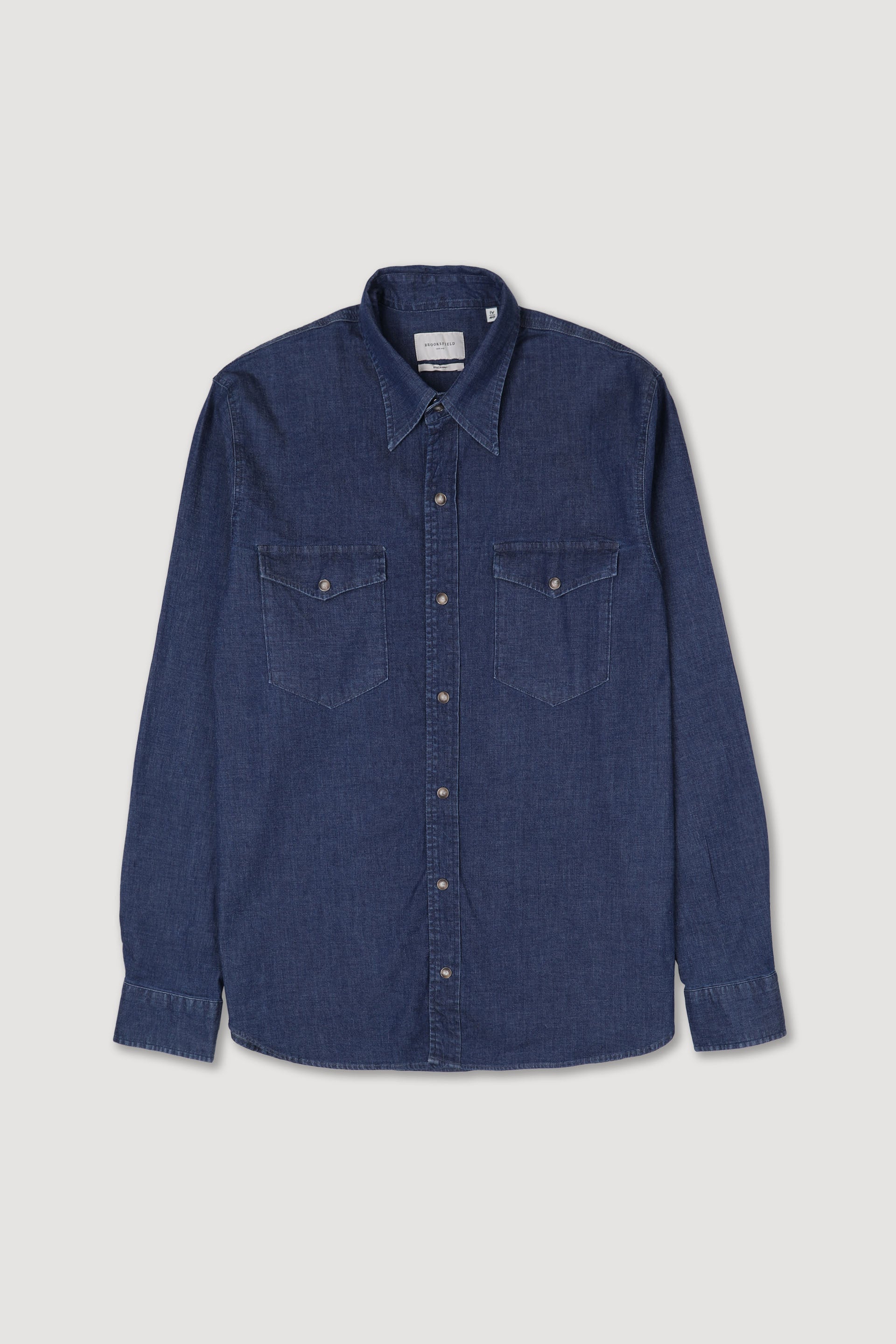 CAMICIA COWBOY, STANDARD FIT,  TWILL COTONE STRETCH UNITO, VERO INDACO - Blue