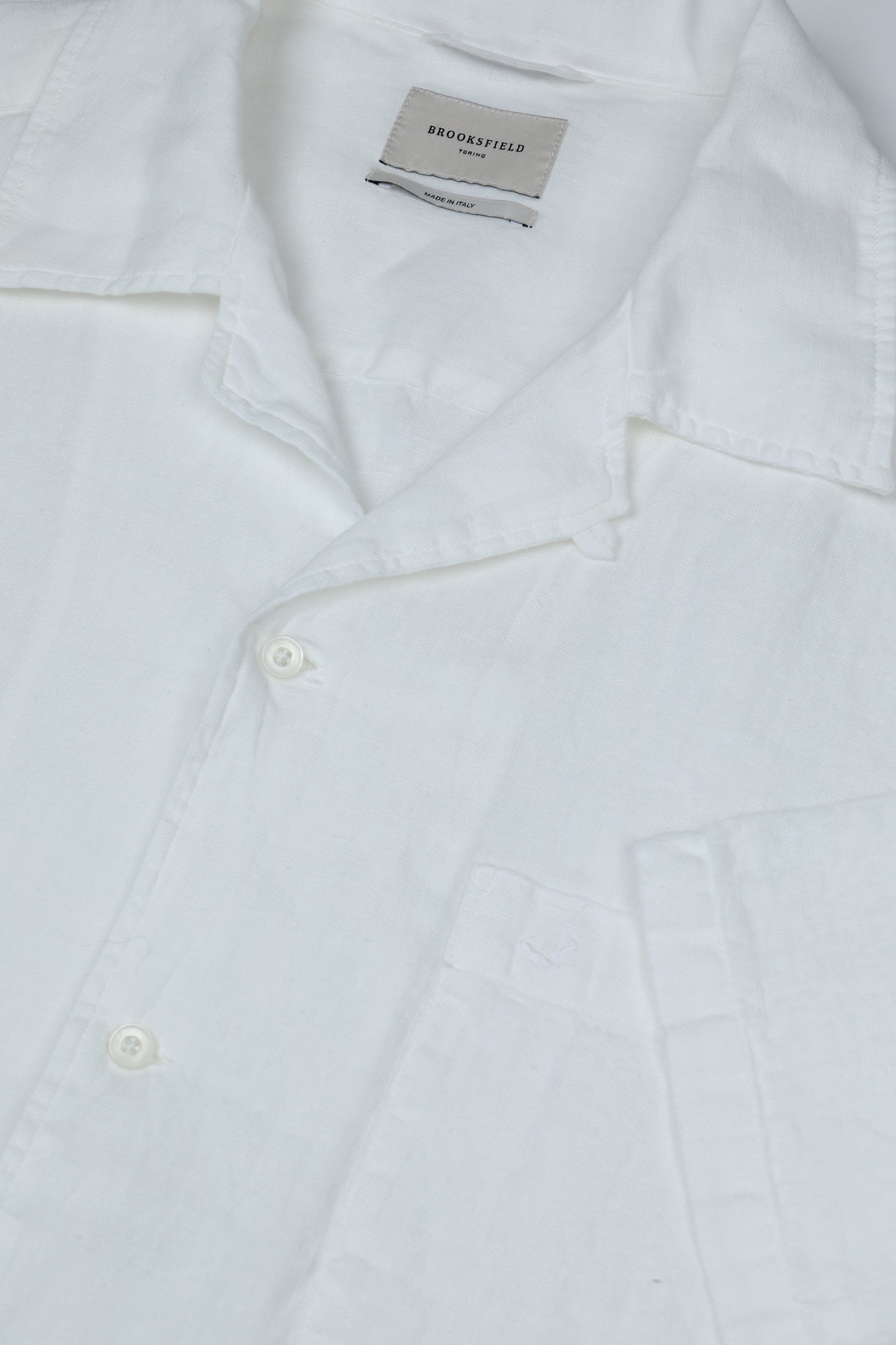 UOMO-CAMICIOTTO CAMP COLLAR CON TASCHINO, SPACCHETTI AL FONDO TESSUTO LINO TINTO CAPO YR, PICCANELLO E LOOP IN TESSUTO - Off white