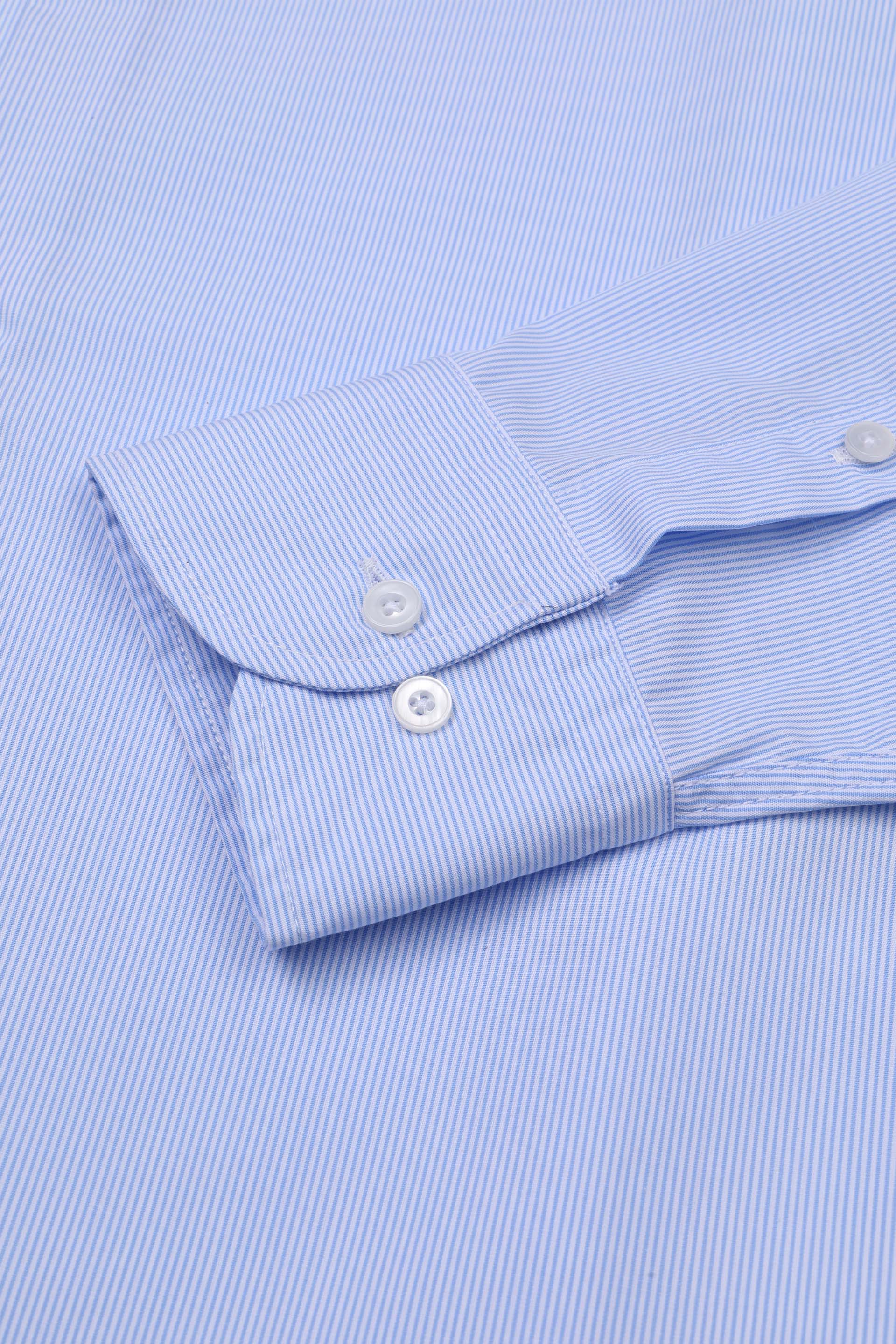 CAMICIA, SLIM FIT, BUTTON DOWN, POPLIN COTONE RIGA WRINKLE FREE - Celeste/bianco