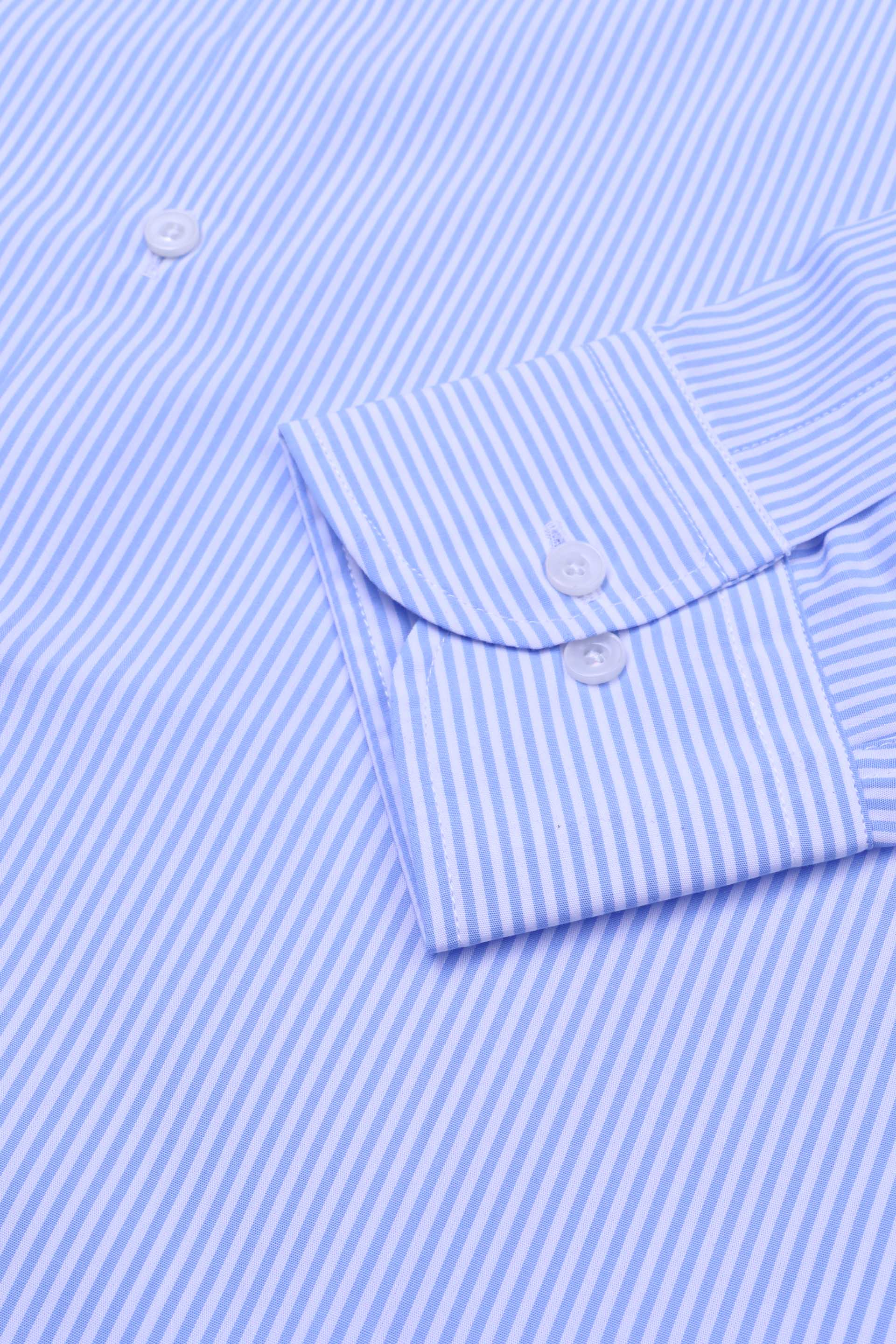 CAMICIA, SLIM FIT, BUTTON DOWN, POPLIN COTONE RIGA WRINKLE FREE - Light blue/white