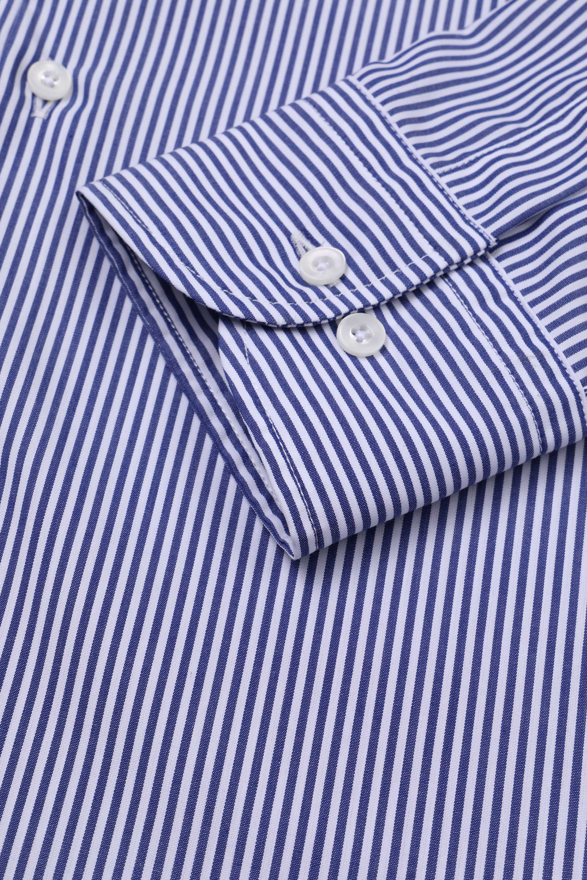 CAMICIA, SLIM FIT, BUTTON DOWN, POPLIN COTONE RIGA WRINKLE FREE - Bianco/ink