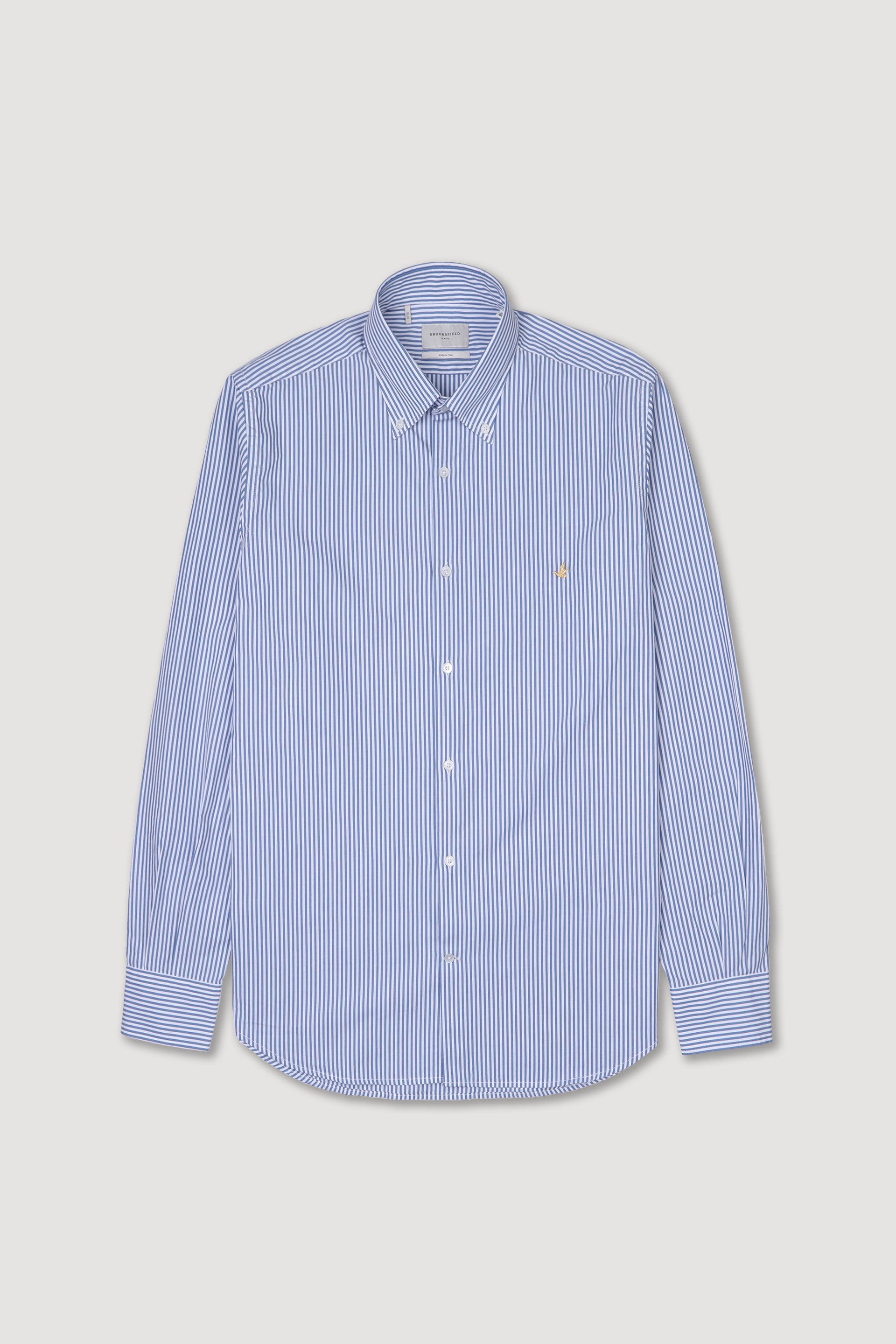 CAMICIA, SLIM FIT, BUTTON DOWN, TWILL COTONE RIGA, LAVATO - Avio/bianco