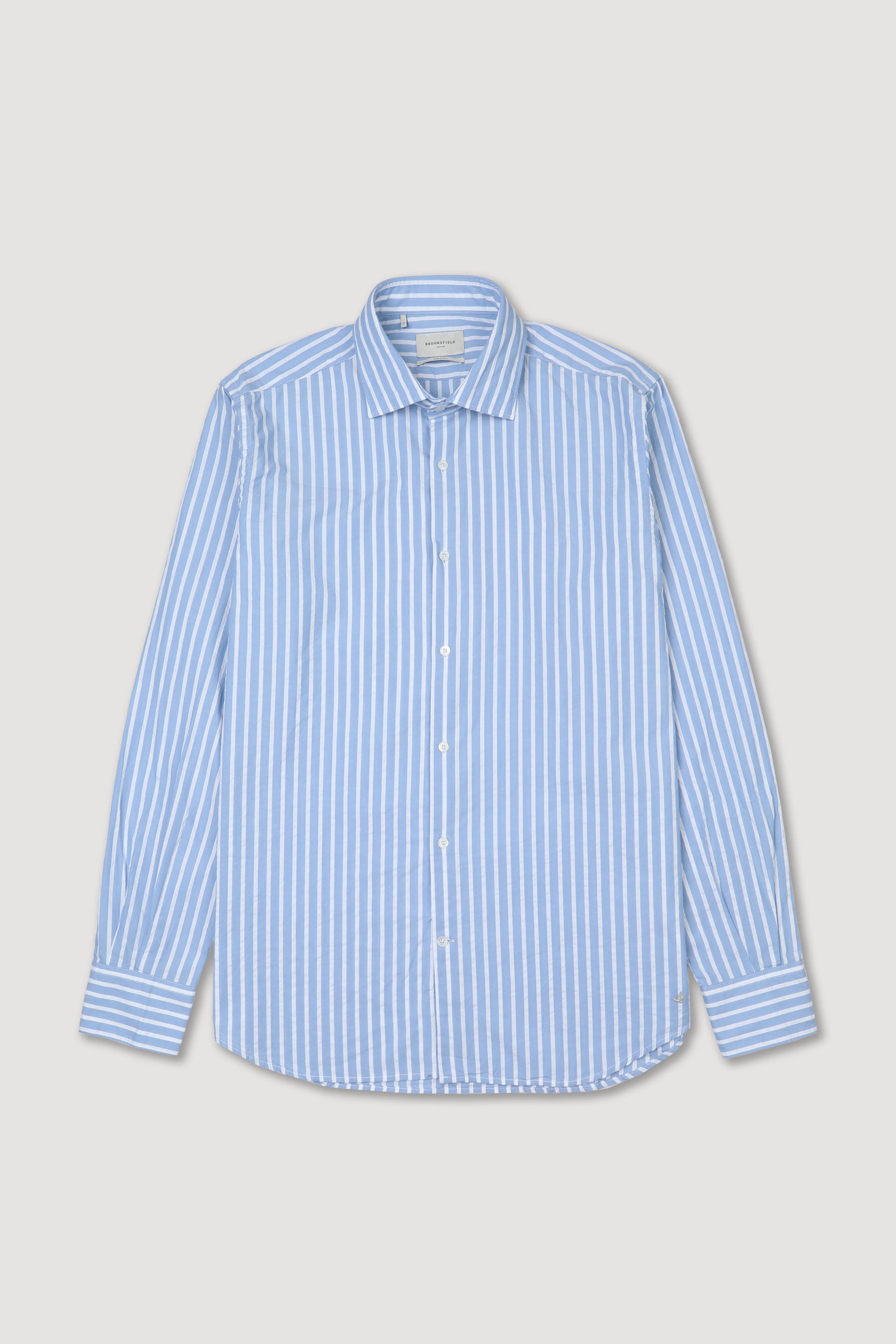 CAMICIA, SLIM FIT, BUTTON DOWN, TWILL COTONE RIGA, LAVATO - Avio ch/bianco