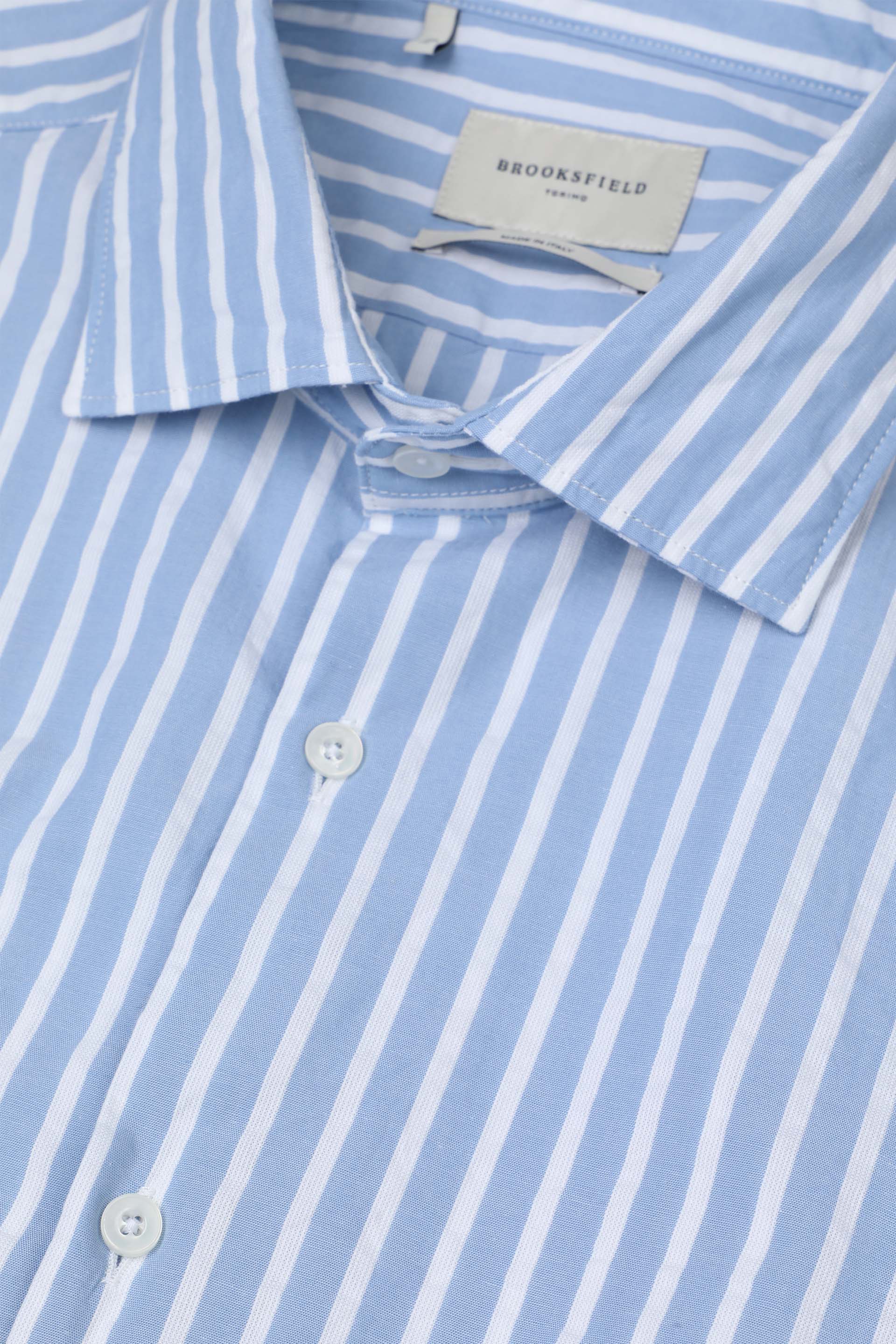 CAMICIA, SLIM FIT, BUTTON DOWN, TWILL COTONE RIGA, LAVATO - Avio ch/bianco