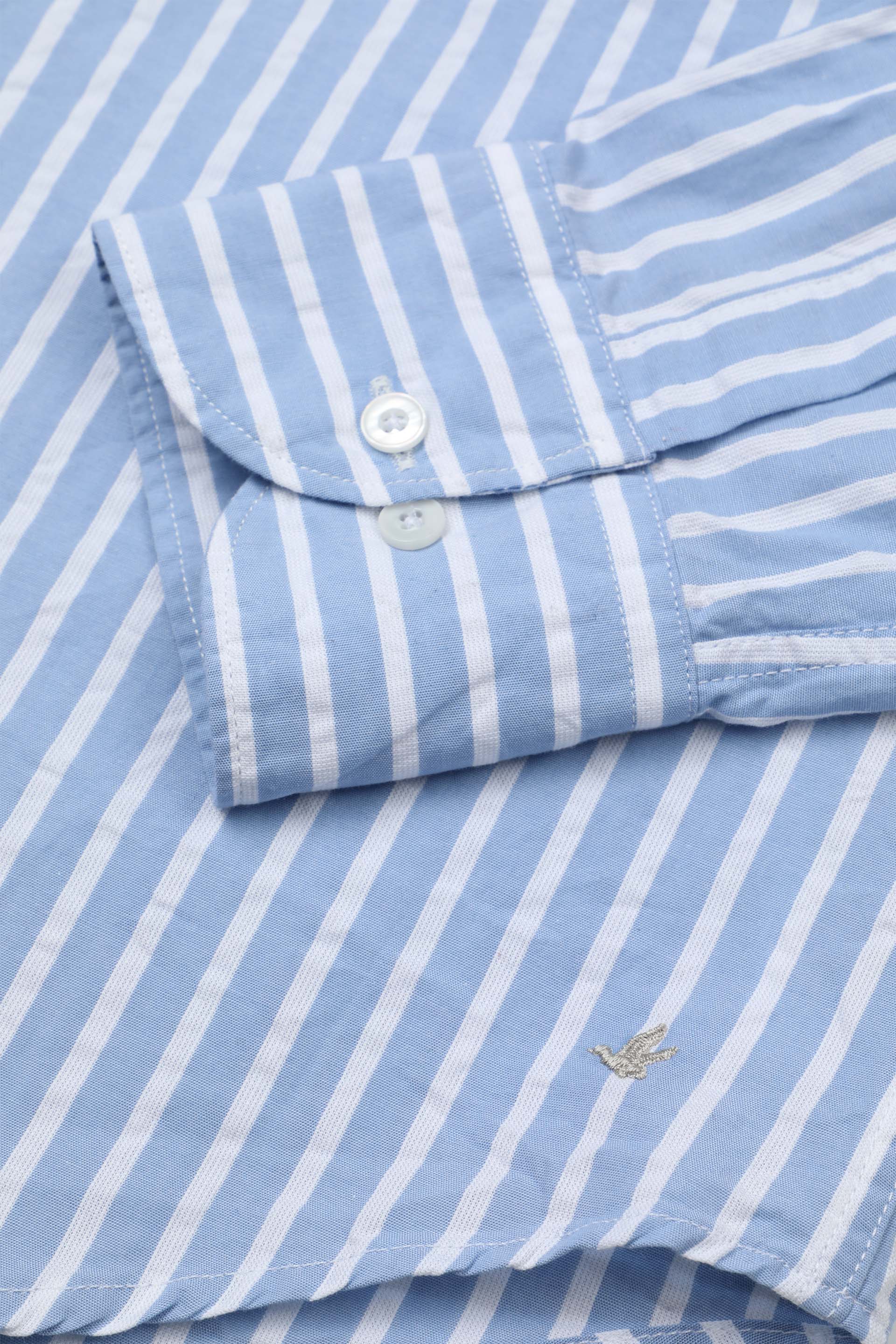 CAMICIA, SLIM FIT, BUTTON DOWN, TWILL COTONE RIGA, LAVATO - Avio ch/bianco