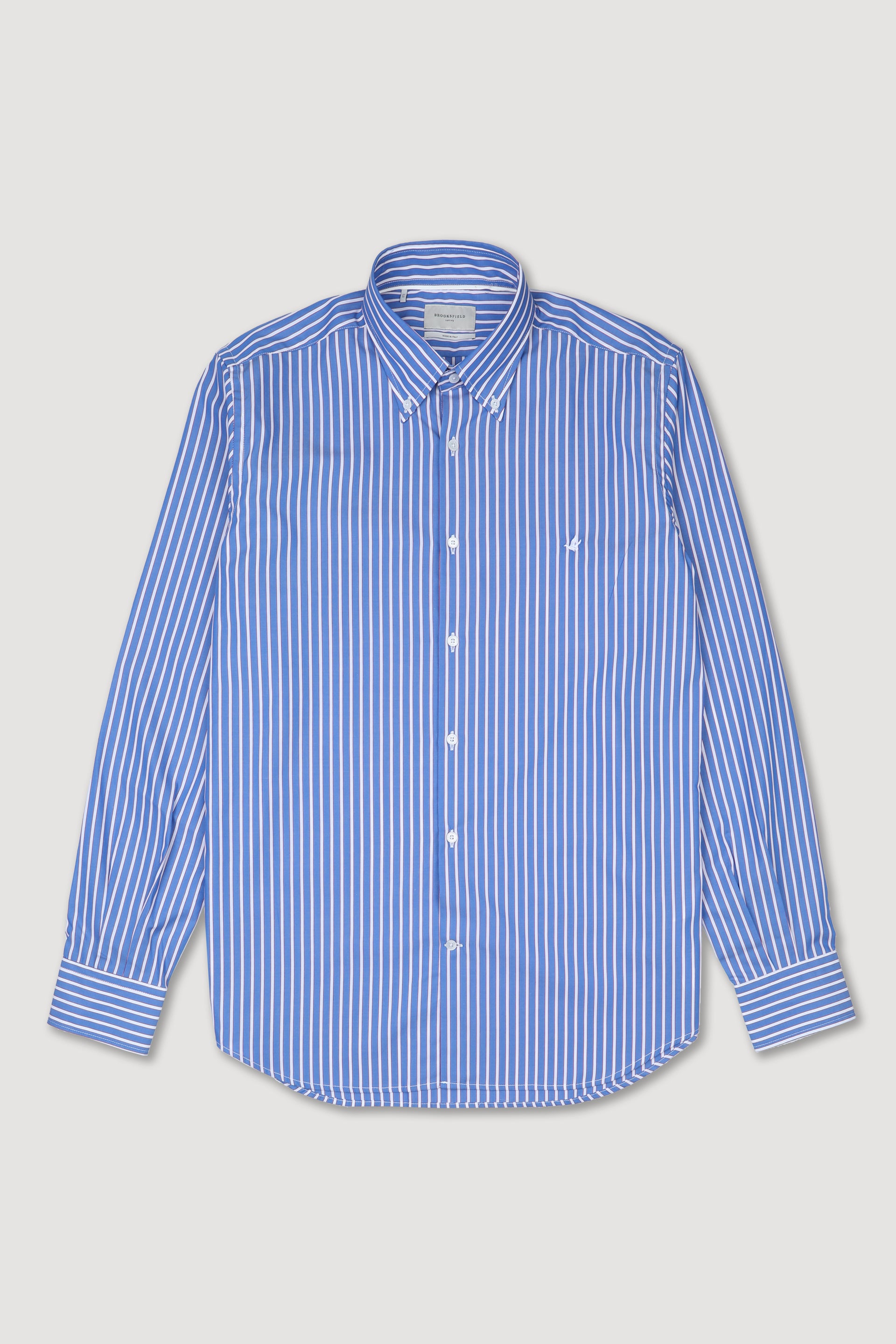 Camicia button down slim fit in cotone rigato wrinkle free. Logo ricamato al cuore. Blue - Sailor/Bianco/Rosso