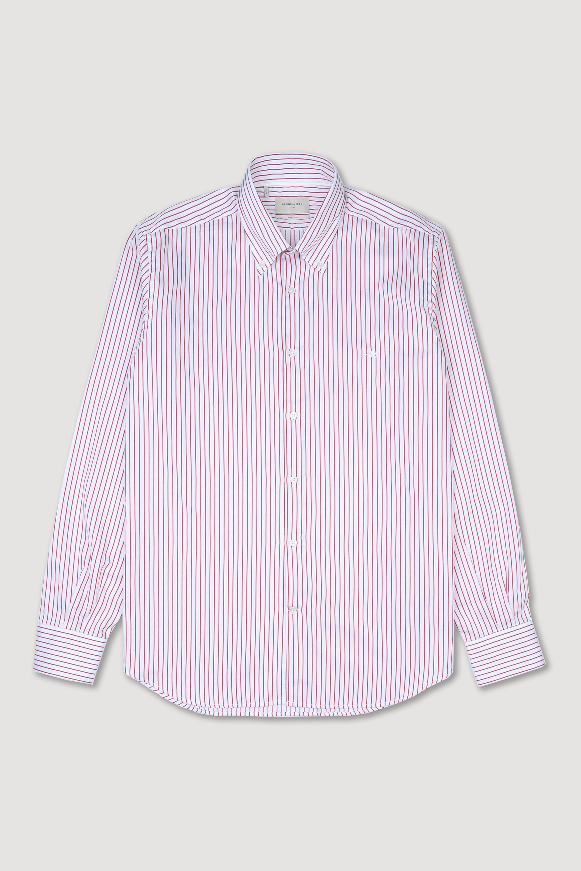 Camicia button down slim fit in cotone rigato wrinkle free. Logo ricamato al cuore - Bianco/Rosso