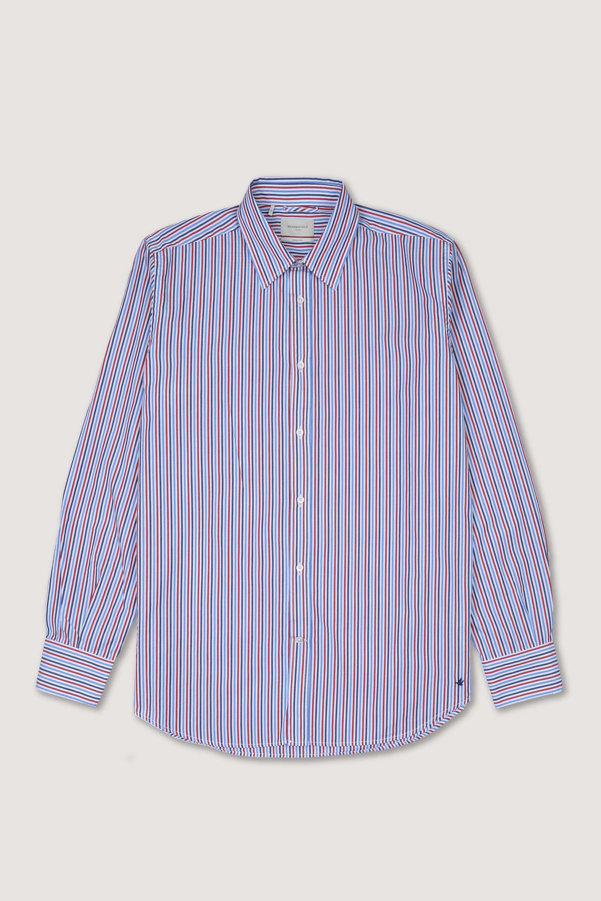Camicia Torino in popeline di cotone rigato, regular fit. Multicolore - Bianco/Rosso/Blu
